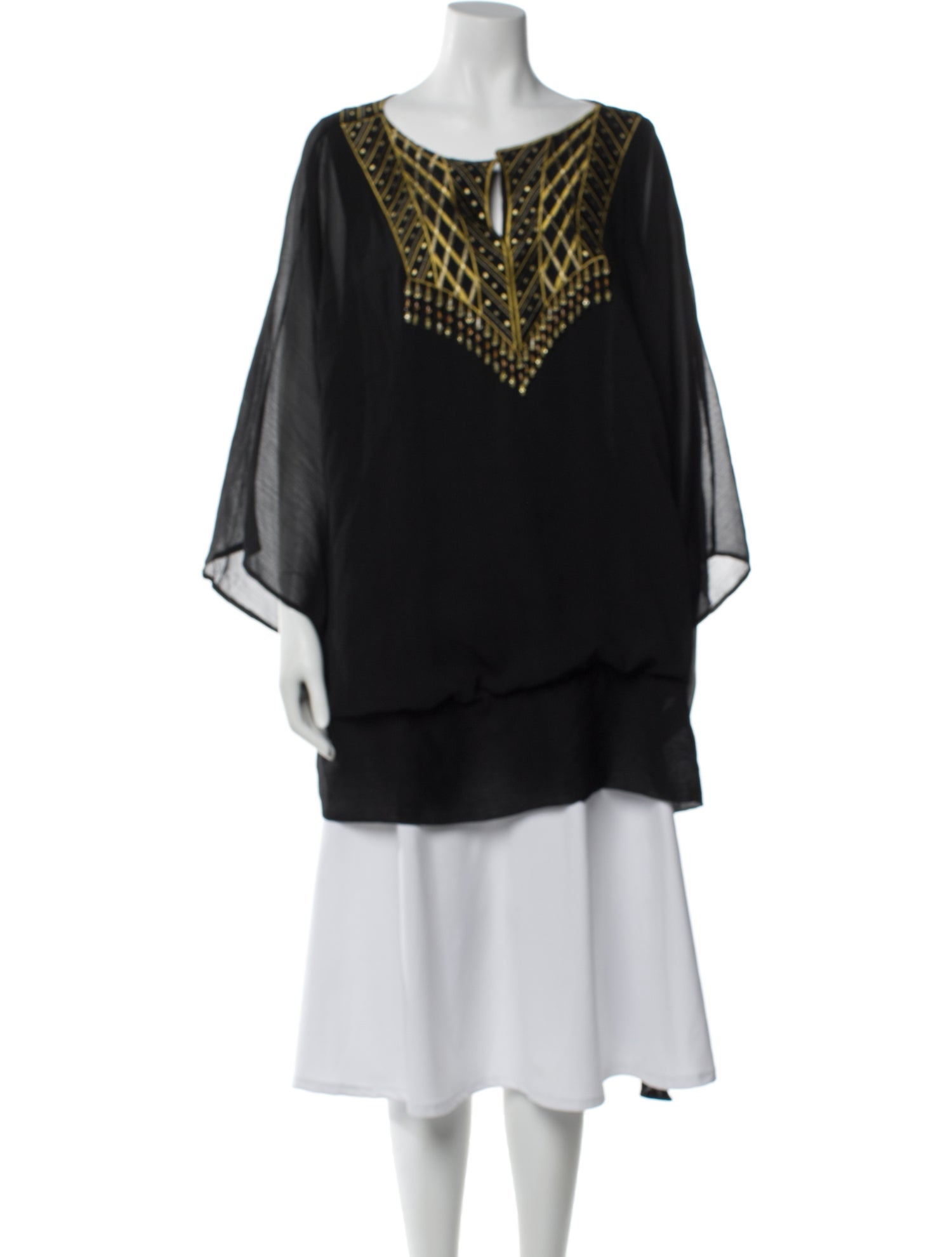 Bob Mackie Bateau Neckline Three-Quarter Sleeve Tunic