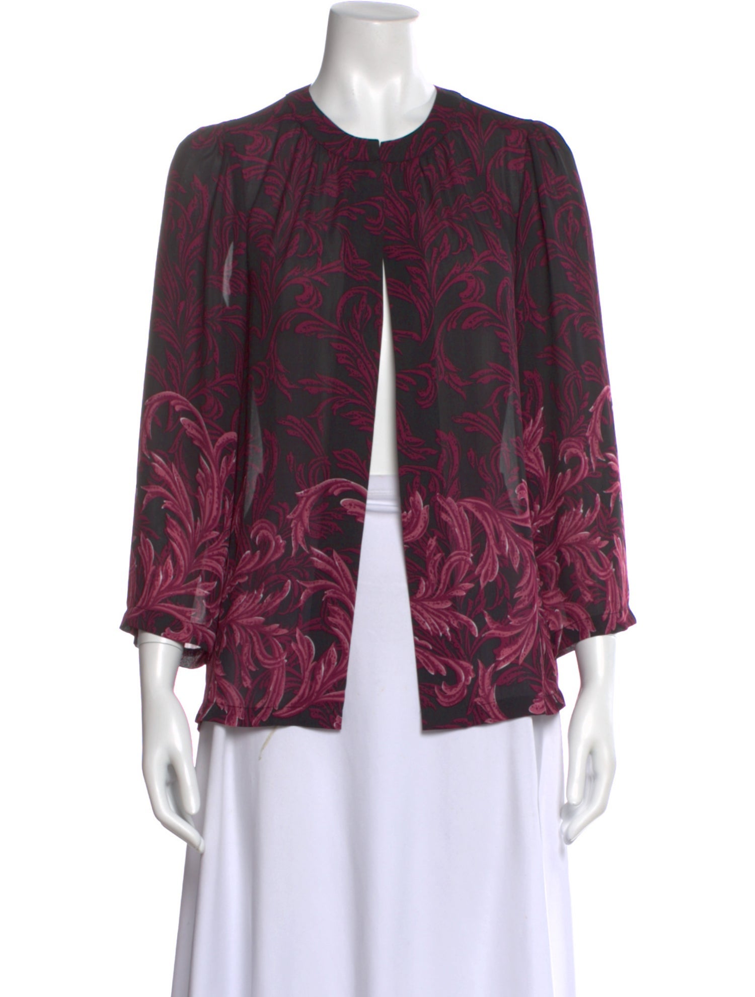 Bob Mackie Floral Print Crew Neck Blouse