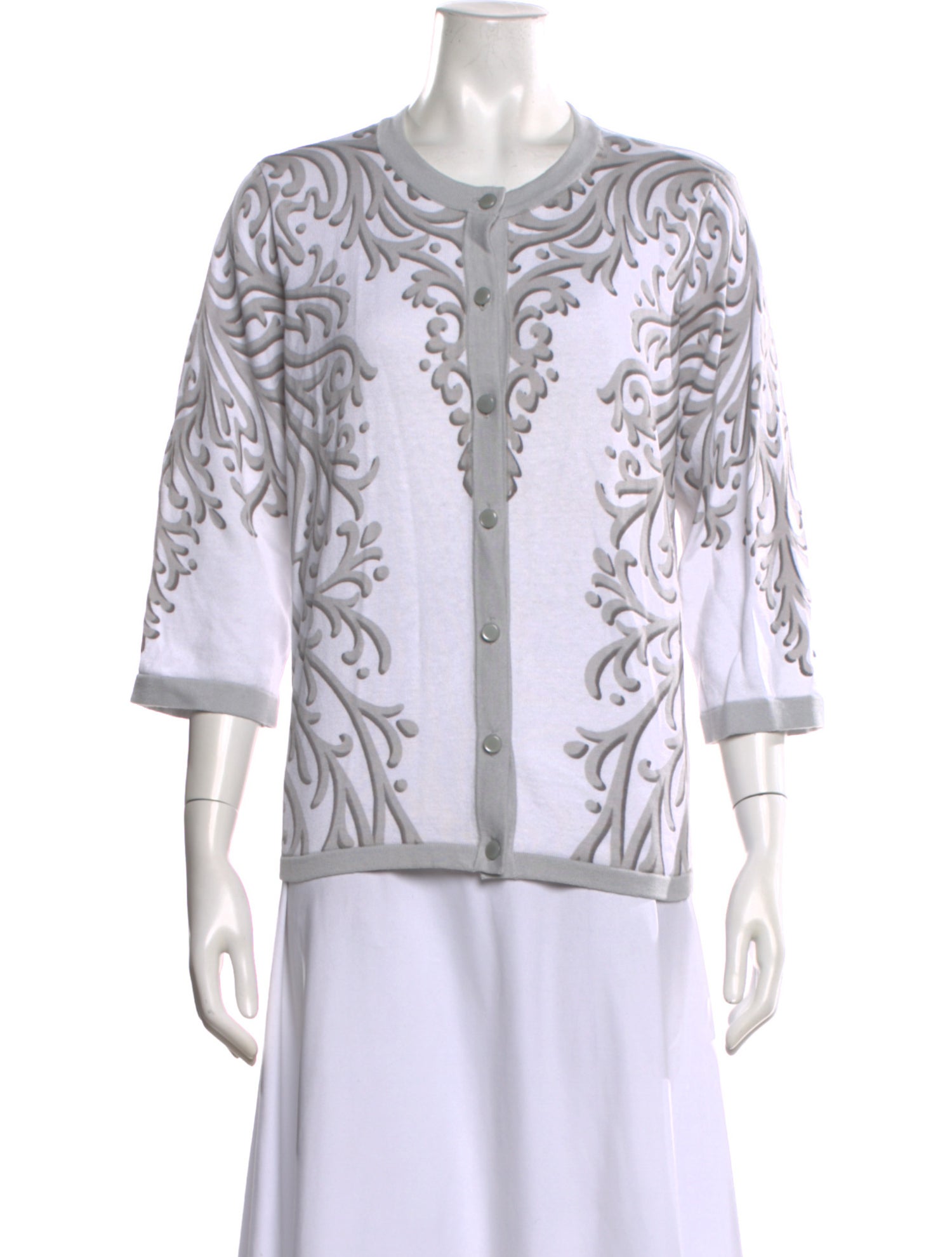 Bob Mackie Printed Scoop Neck Sweater