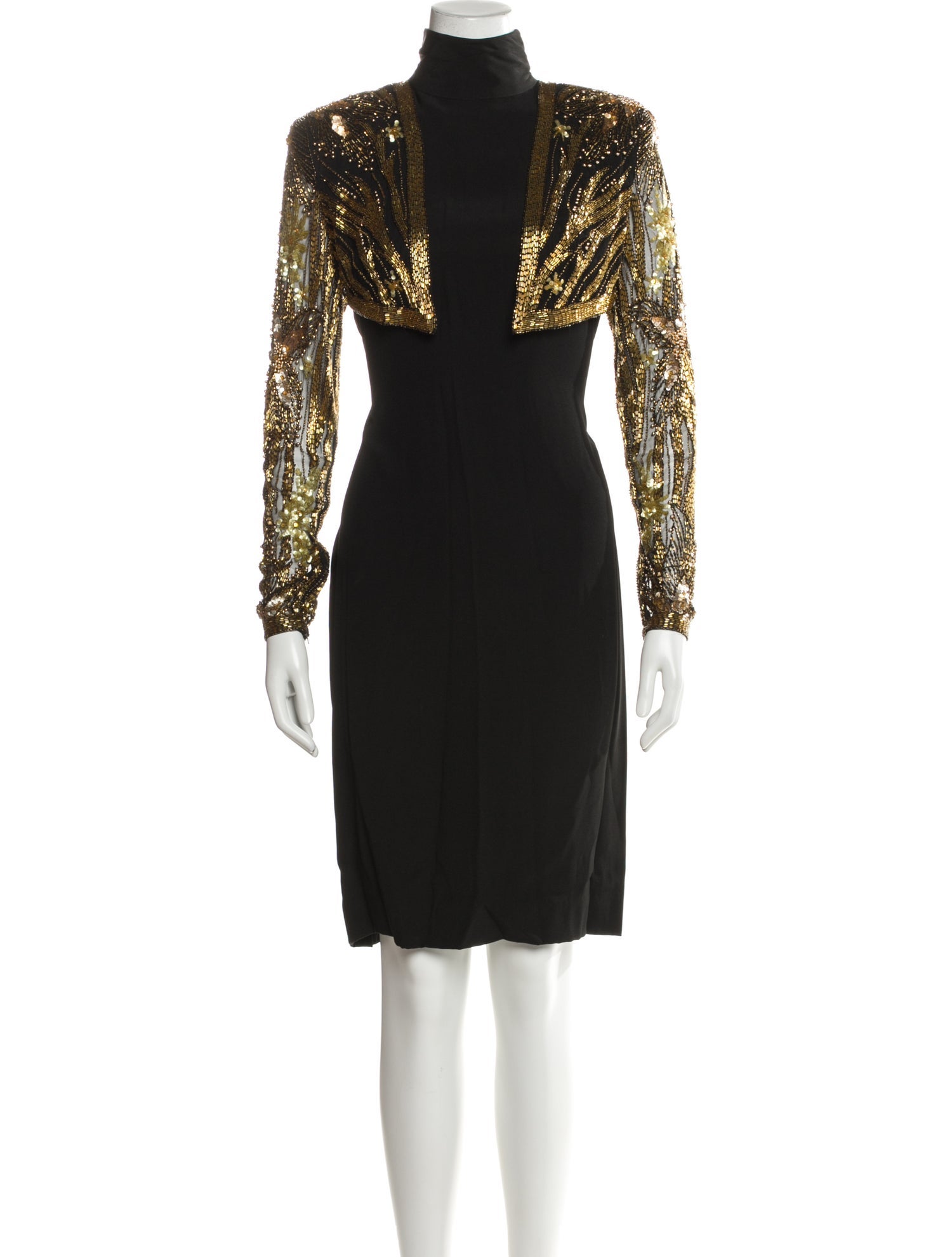Bob Mackie Mock Neck Knee-Length Dress