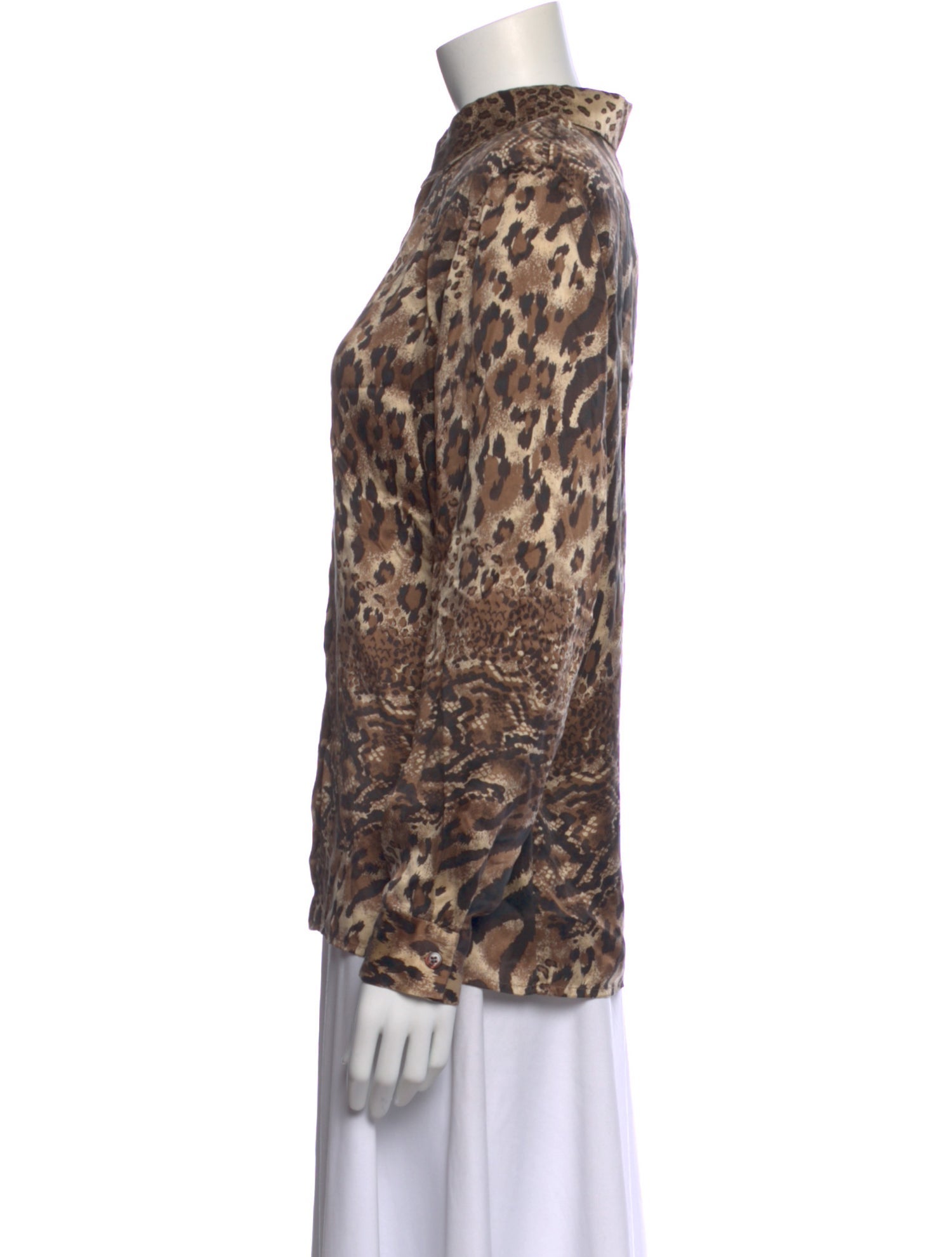 Bob Mackie Silk Animal Print Blouse