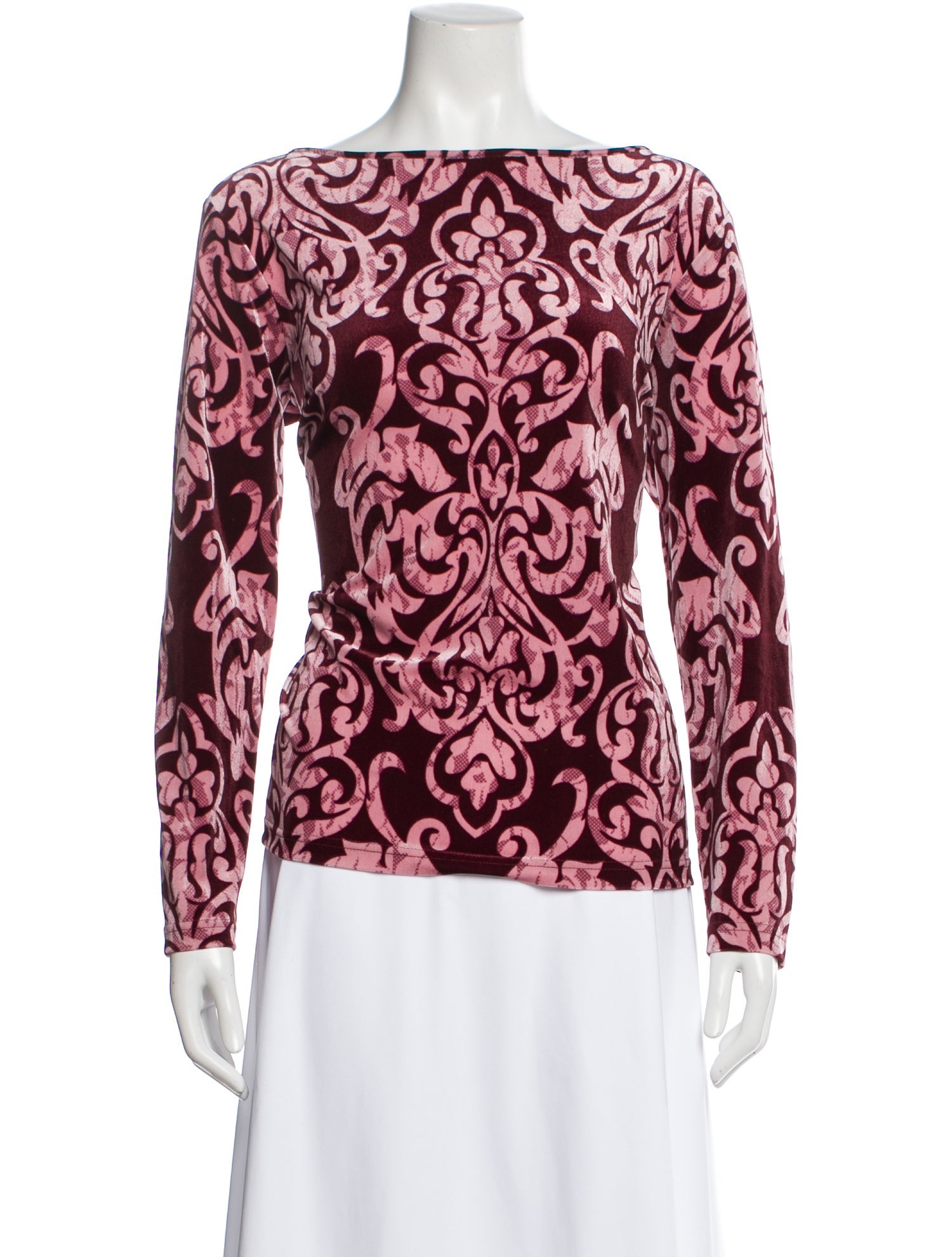 Bob Mackie Paisley Print Bateau Neckline Top w/ Tags