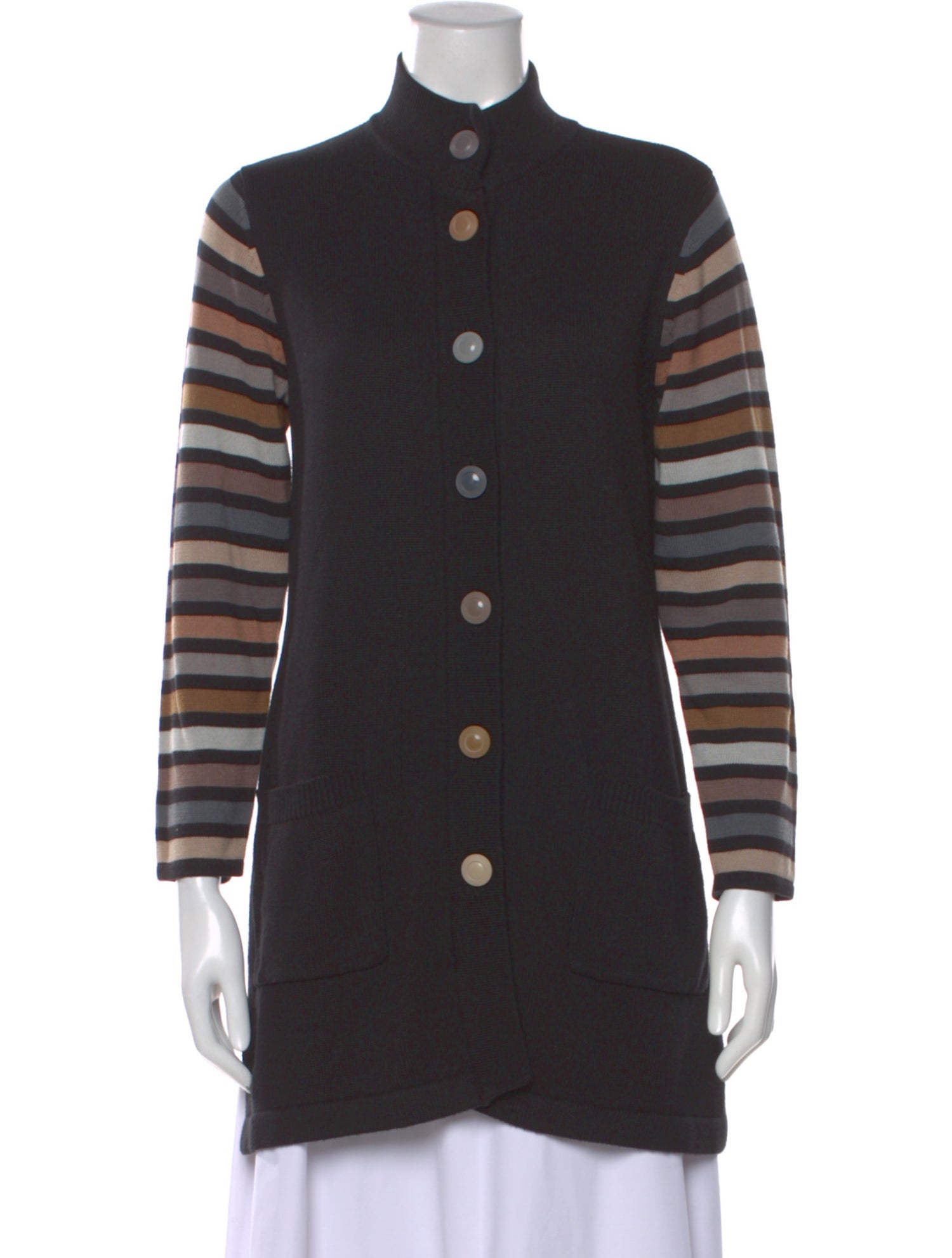 Bob Mackie Striped Mock Neck Sweater