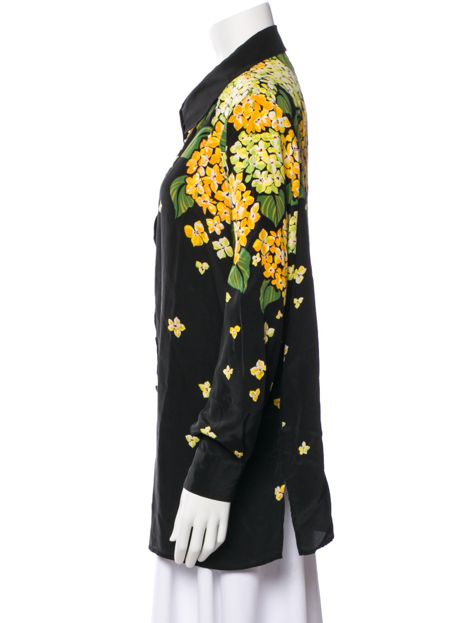 Bob Mackie Silk Floral Print Blouse