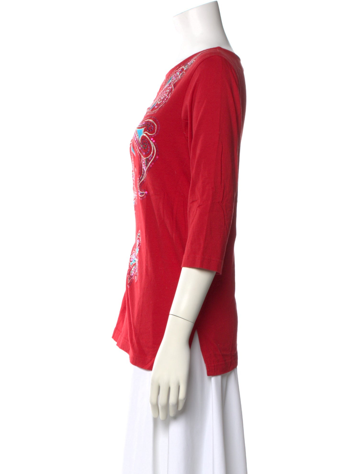 Bob Mackie Graphic Print Bateau Neckline T-Shirt