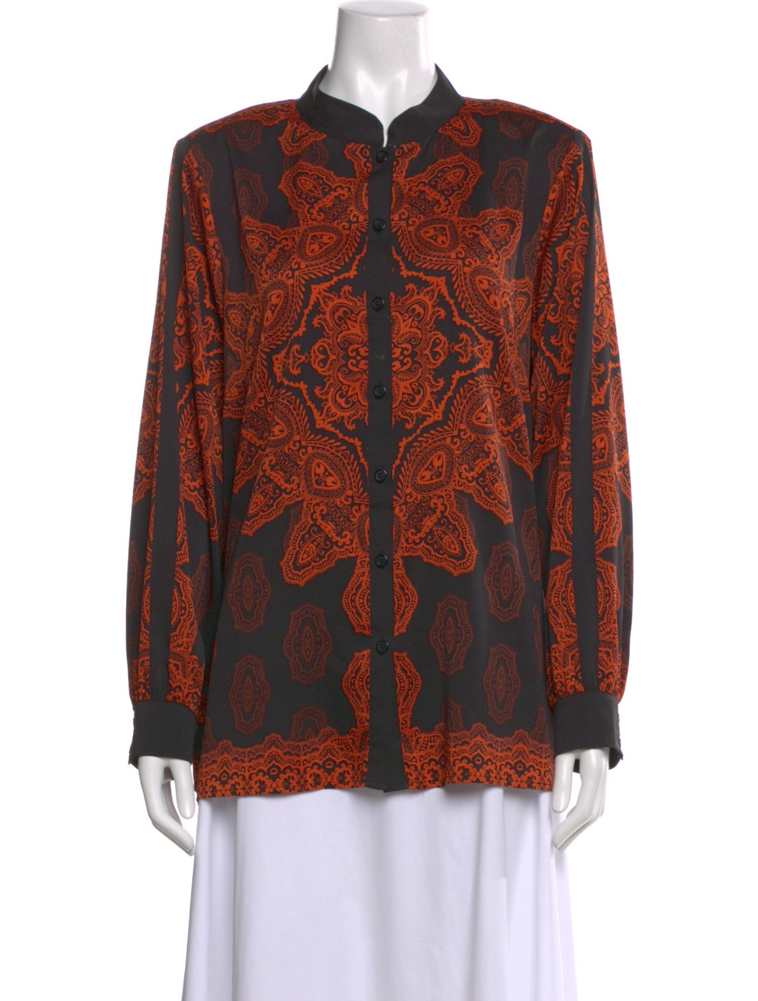 Bob Mackie Paisley Print Long Sleeve Blouse