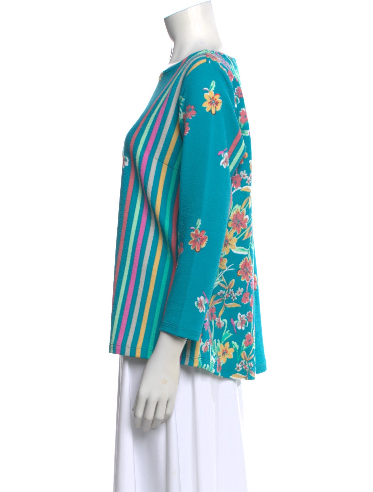 Bob Mackie Floral Print Bateau Neckline Top