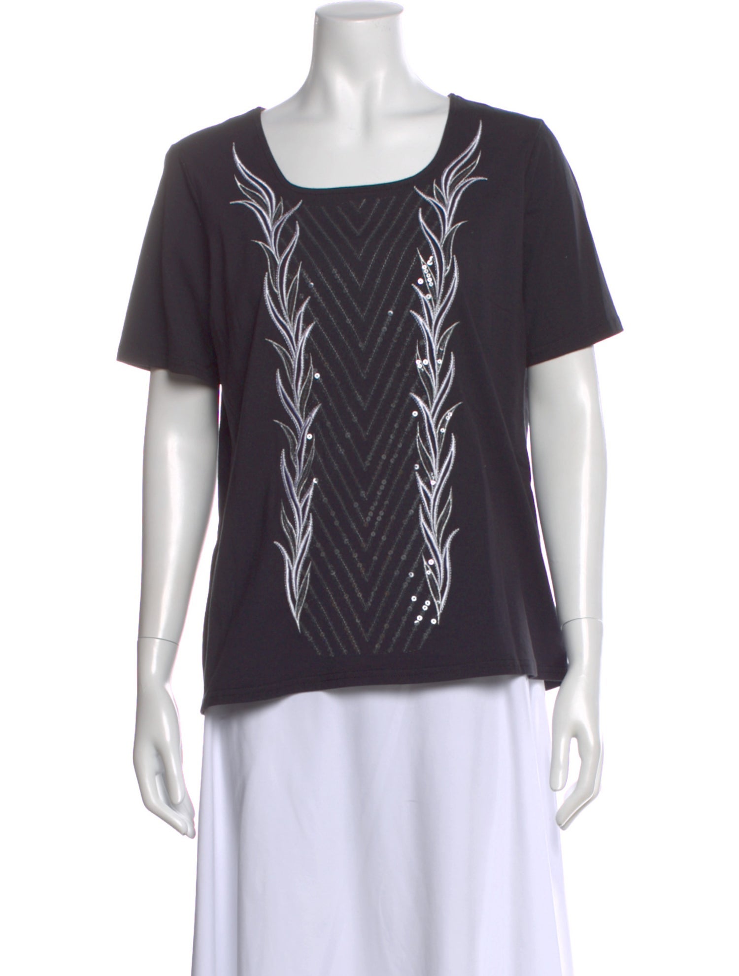 Bob Mackie Graphic Print Square Neckline T-Shirt