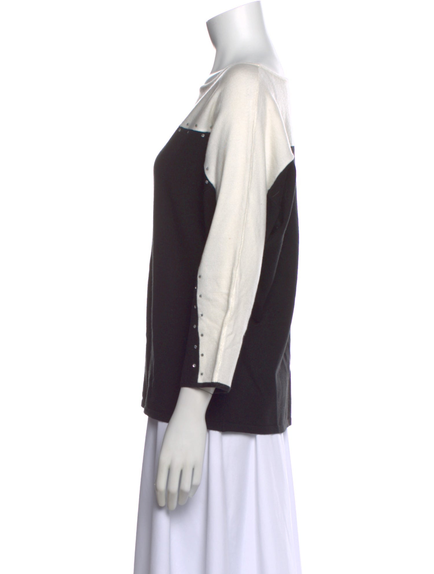 Bob Mackie Colorblock Pattern Scoop Neck Sweater