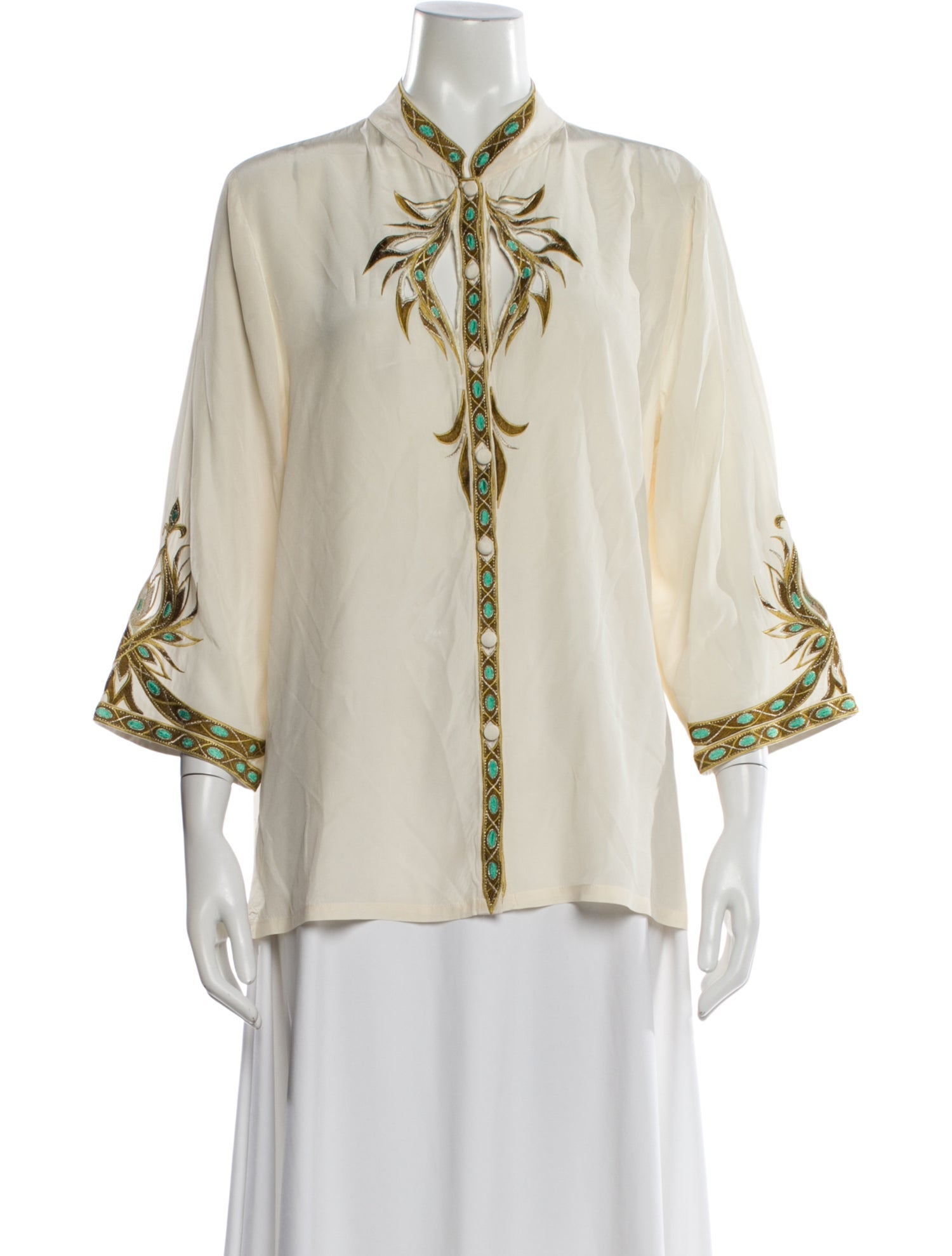 Bob Mackie Silk Patterned Blouse