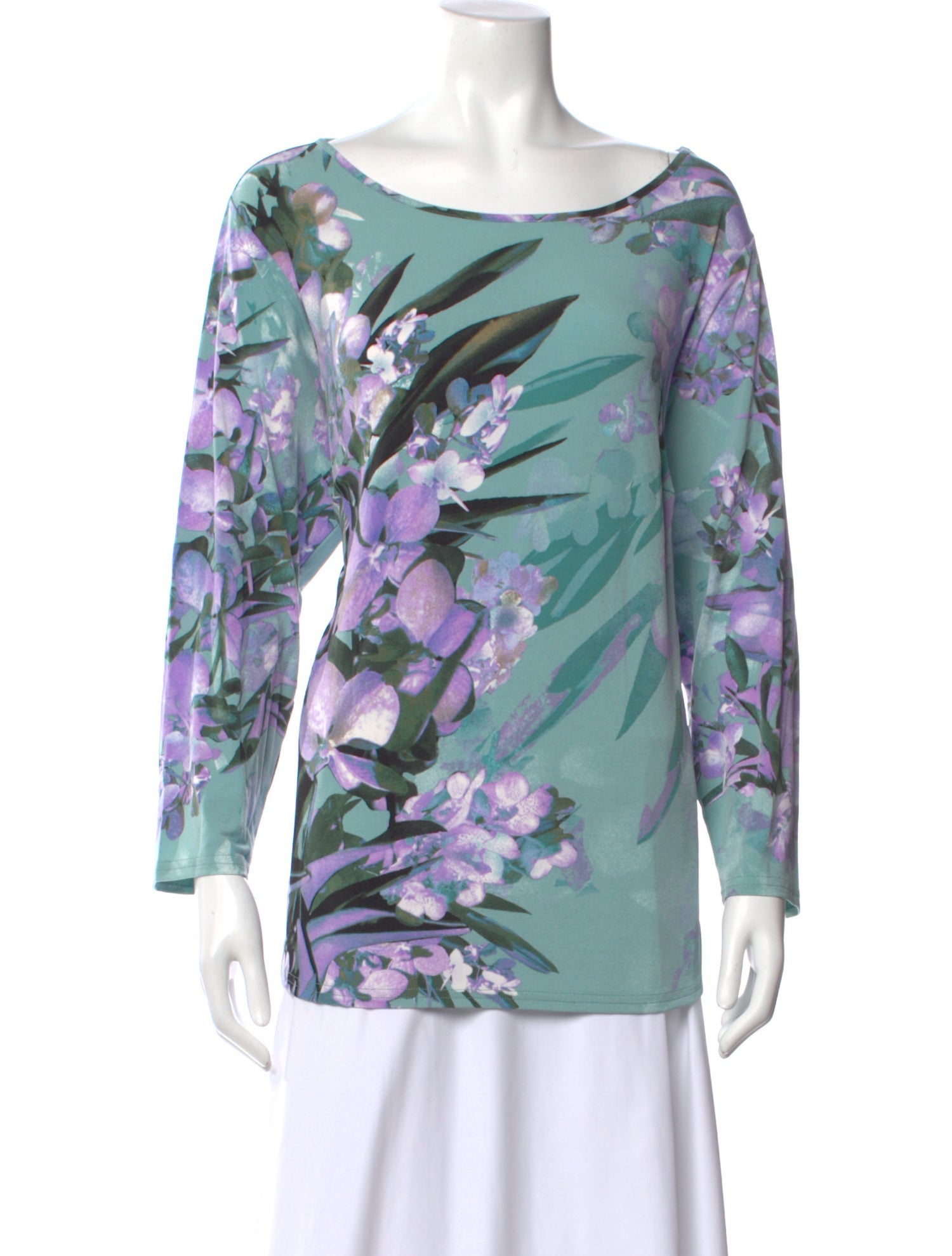 Bob Mackie Floral Print Scoop Neck Top