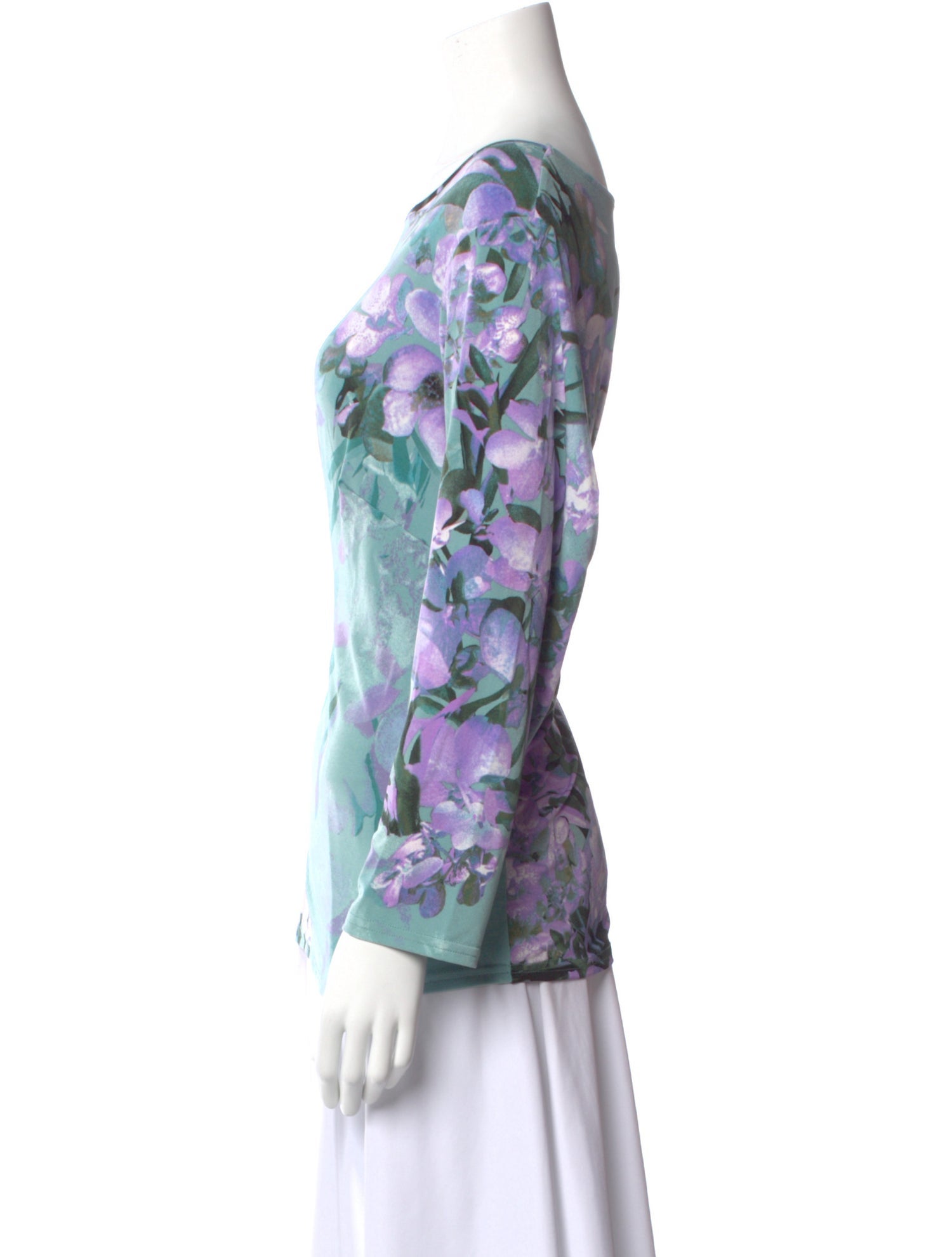 Bob Mackie Floral Print Scoop Neck Top