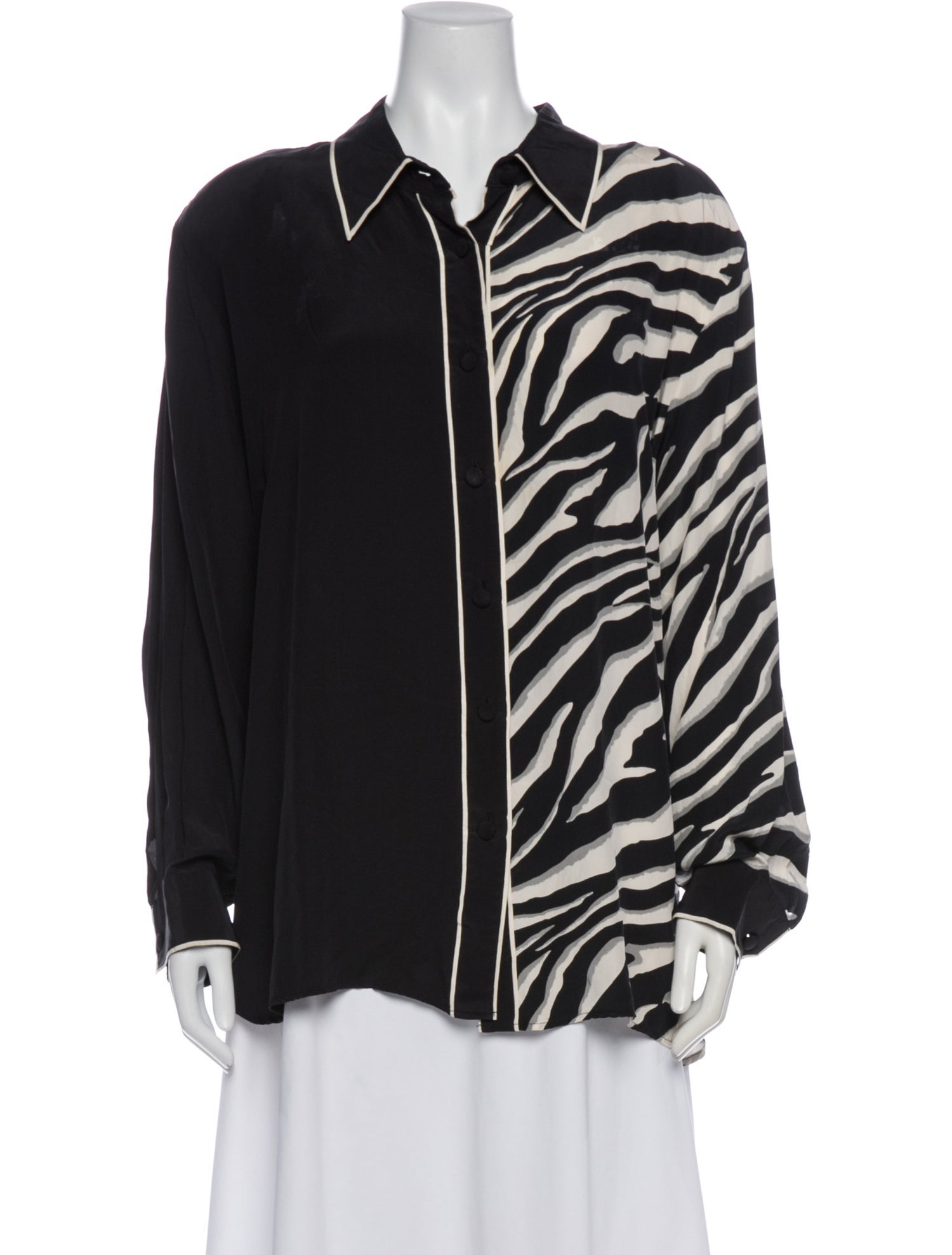 Bob Mackie Silk Animal Print Blouse