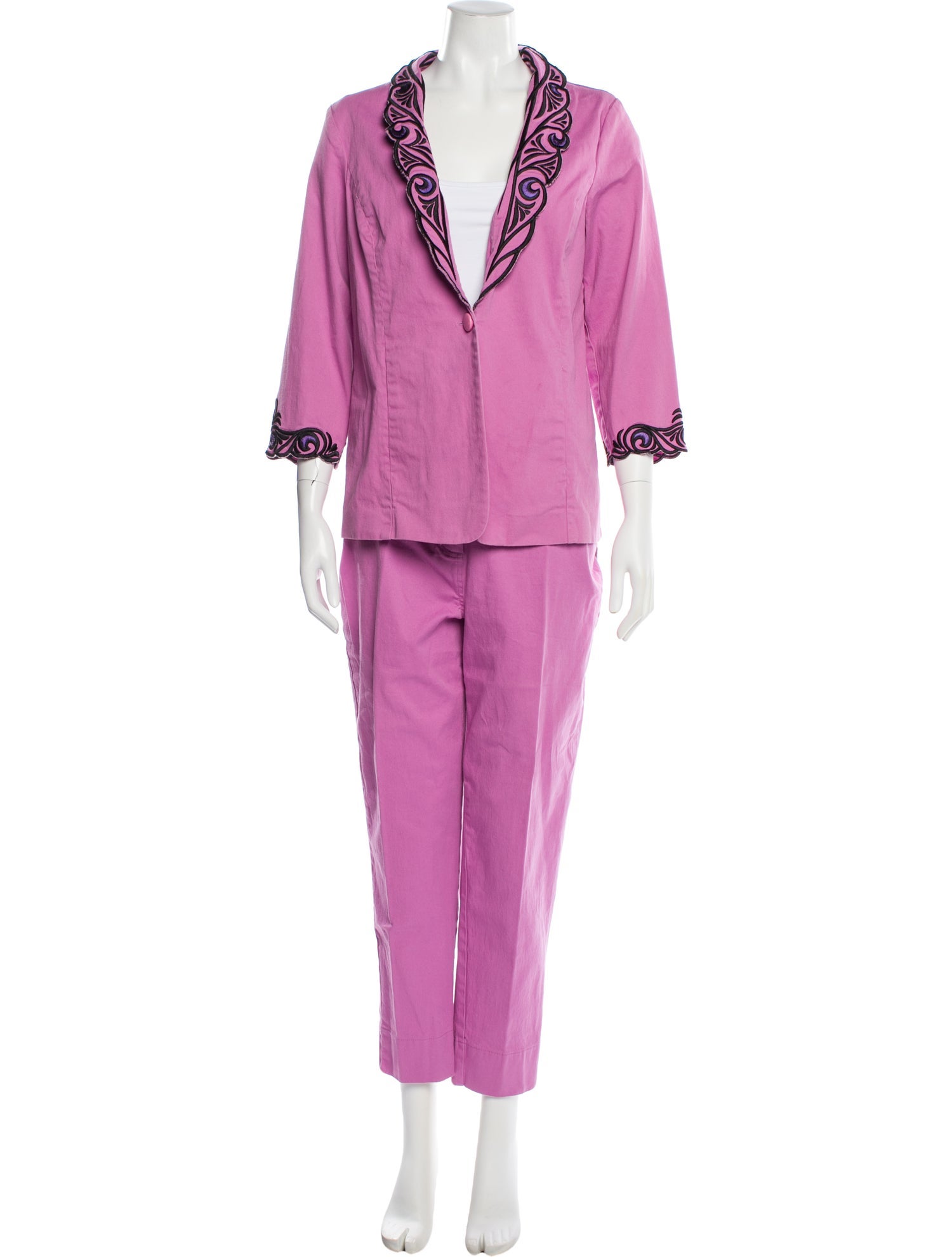 Bob Mackie Embroidered Accent Pant Set