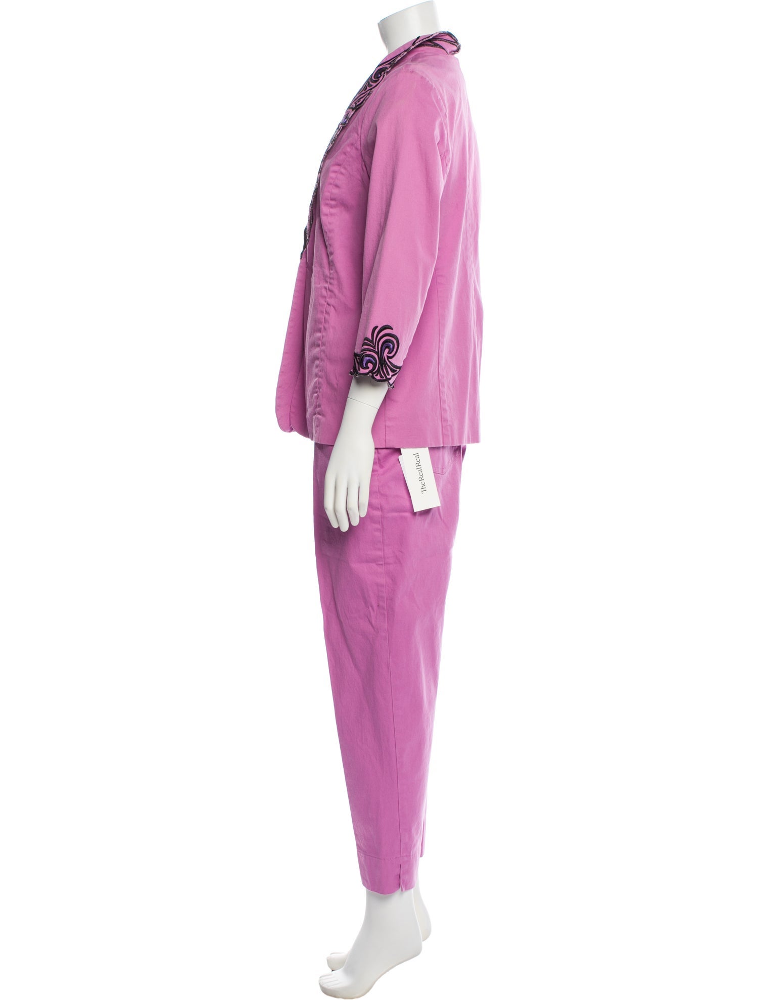 Bob Mackie Embroidered Accent Pant Set