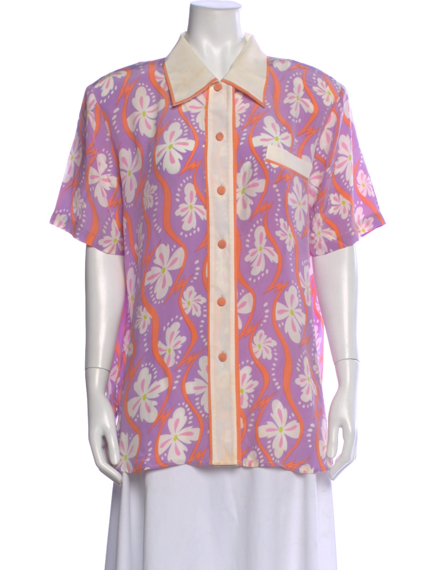 Bob Mackie Silk Floral Print Top