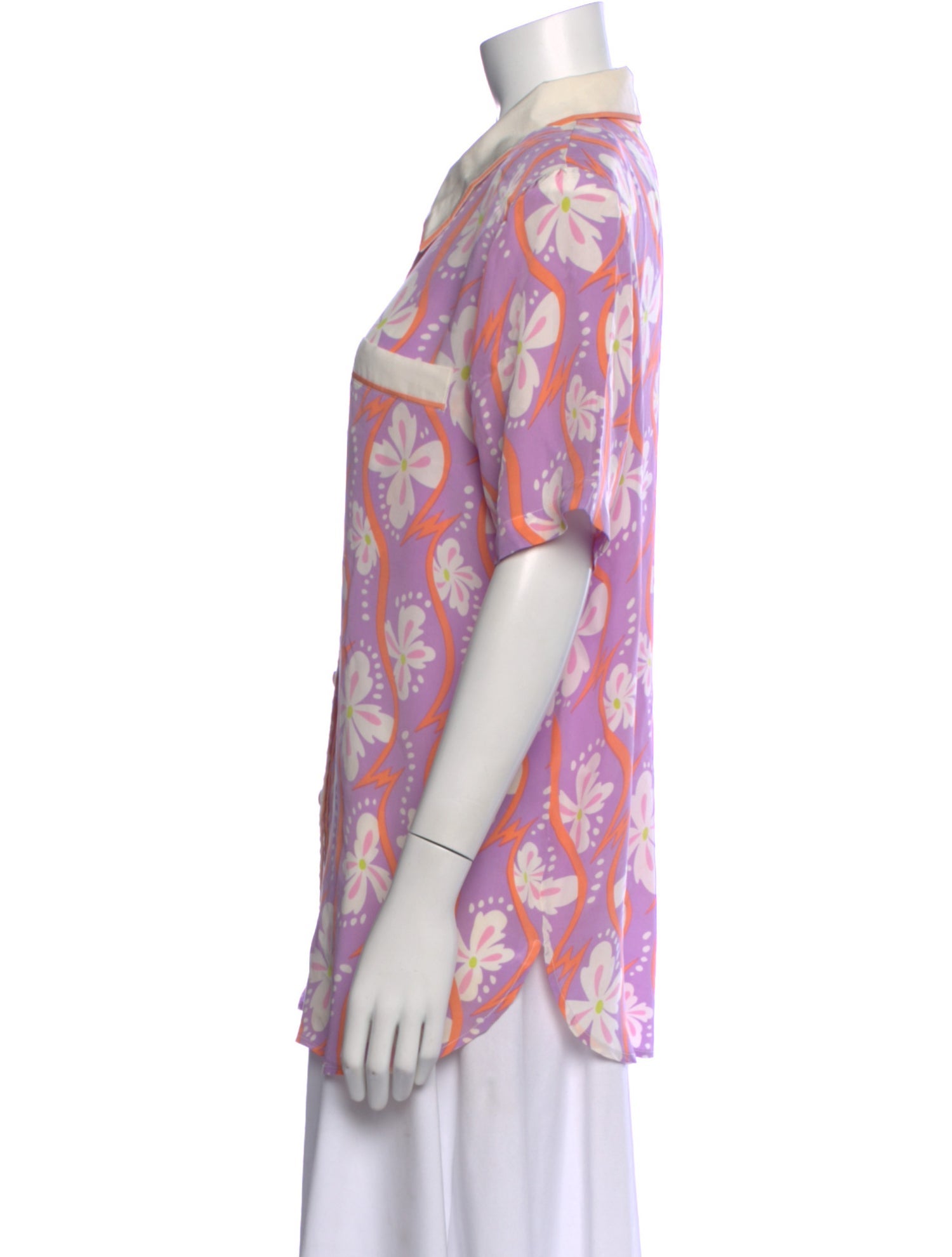 Bob Mackie Silk Floral Print Top