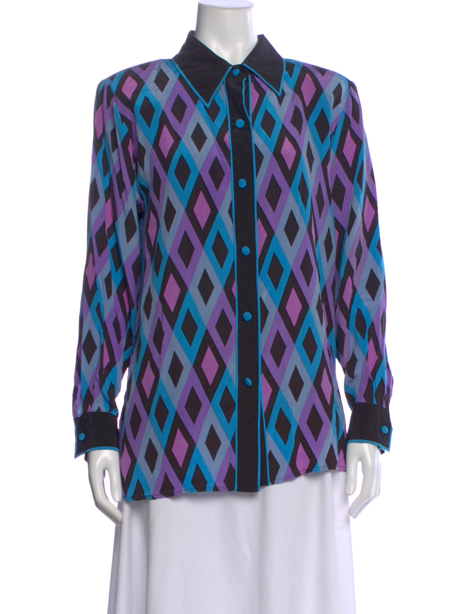 Bob Mackie Silk Patterned Blouse