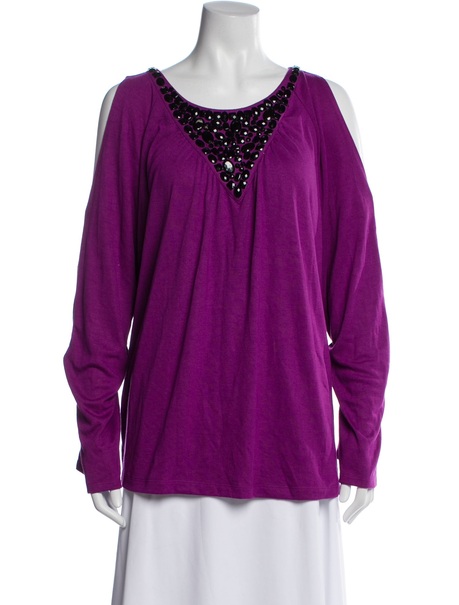 Bob Mackie Scoop Neck Long Sleeve Top