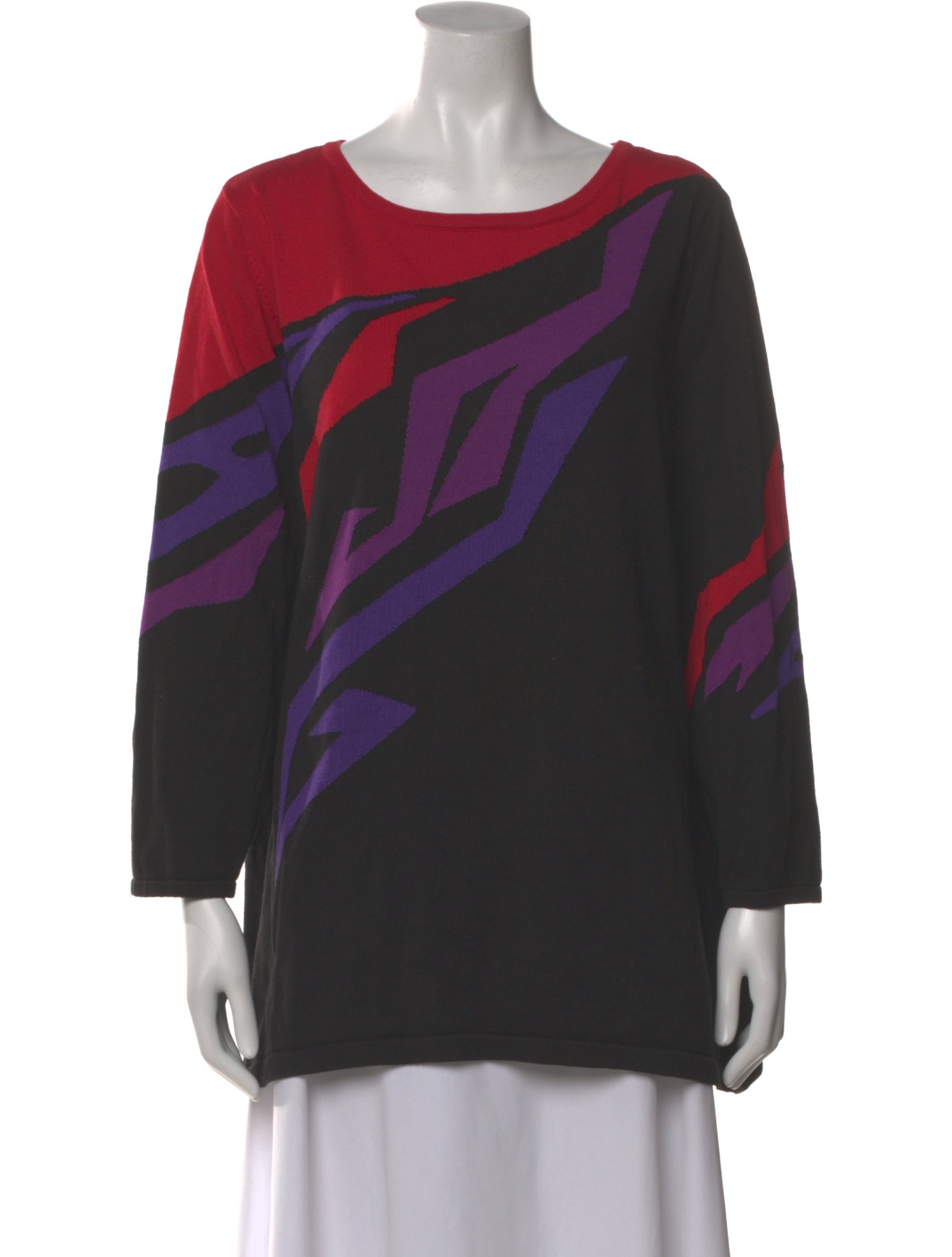 Bob Mackie Printed Scoop Neck Sweater