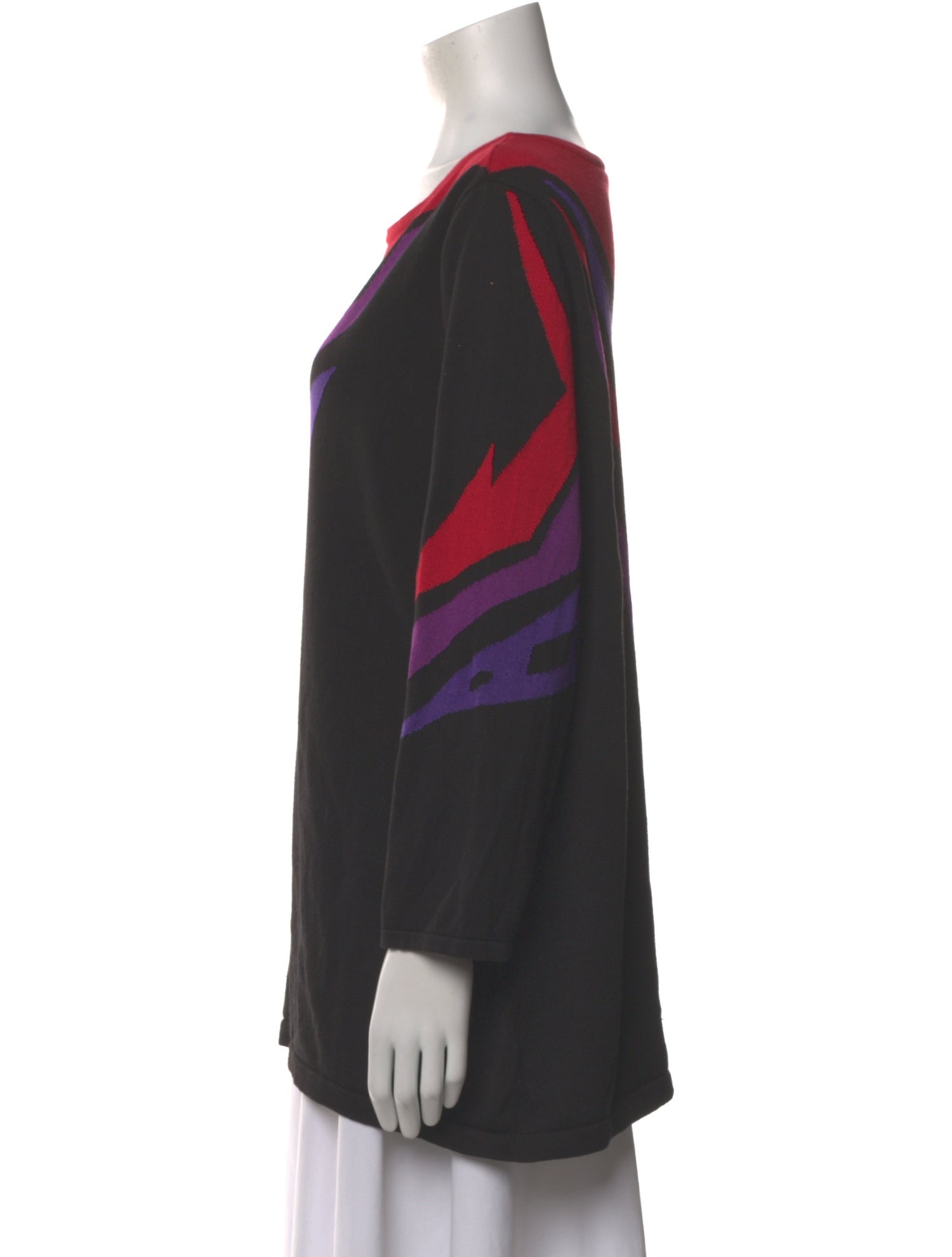 Bob Mackie Printed Scoop Neck Sweater