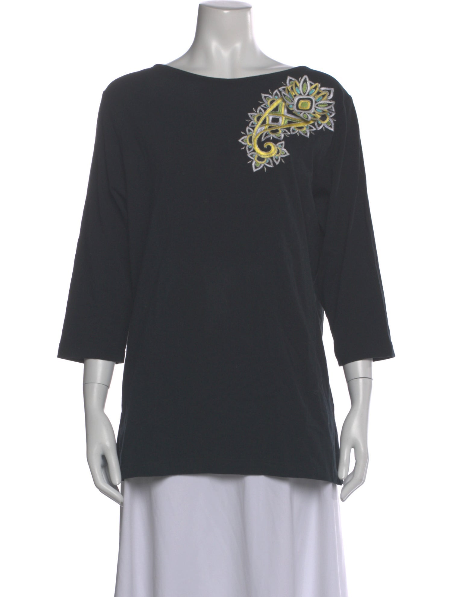 Bob Mackie Graphic Print Crew Neck Top
