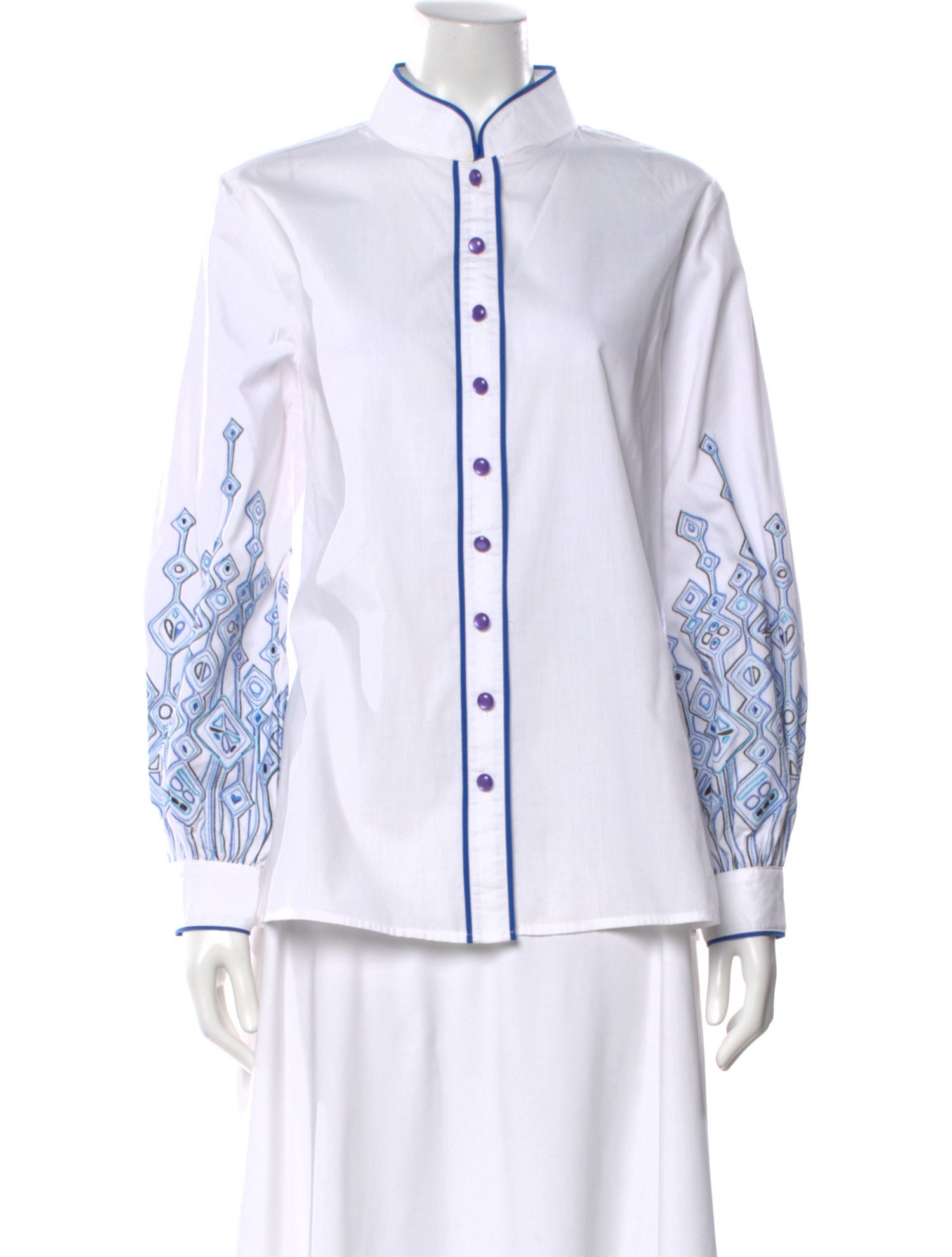 Bob Mackie Printed Long Sleeve Button-Up Top