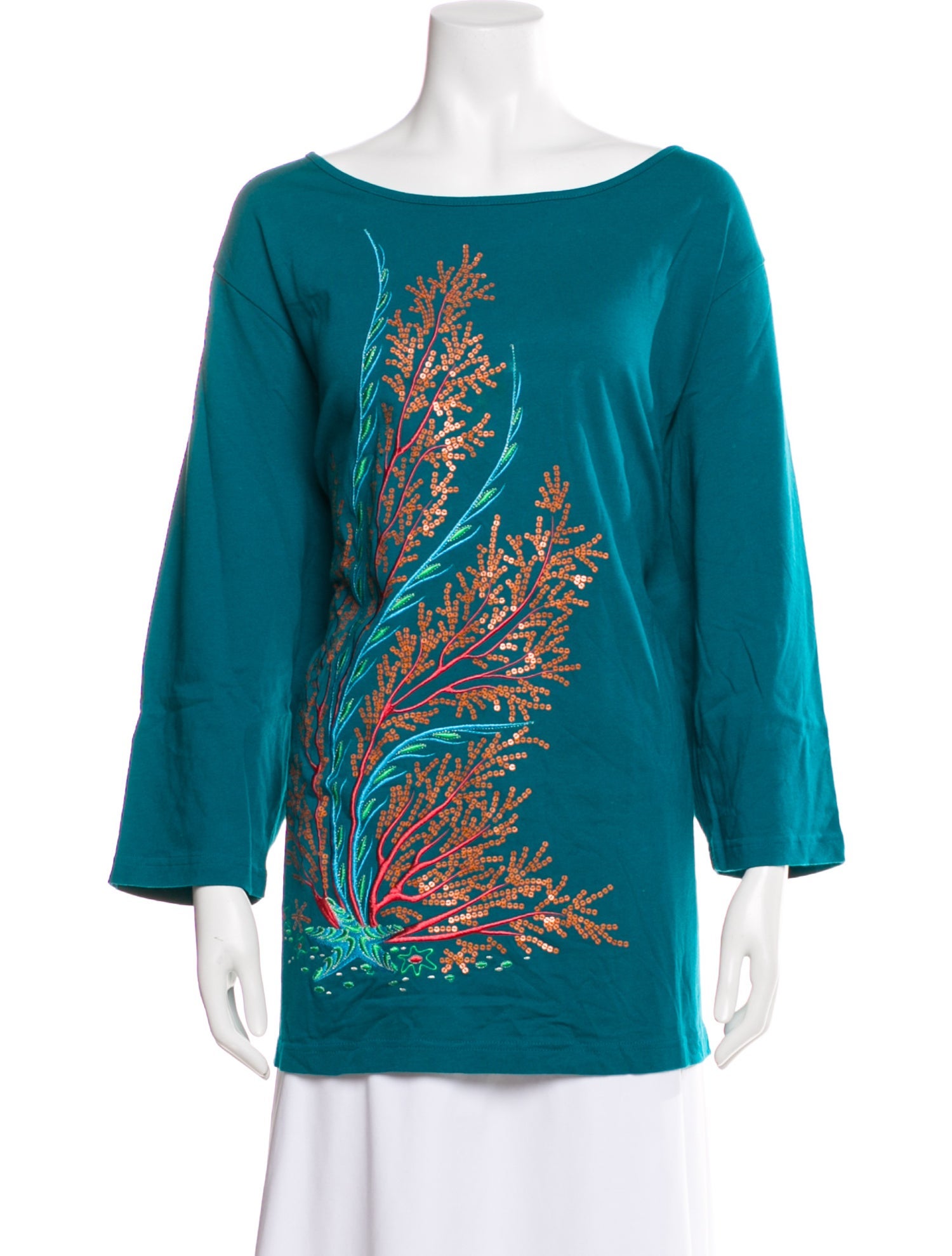 Bob Mackie Graphic Print Scoop Neck Top