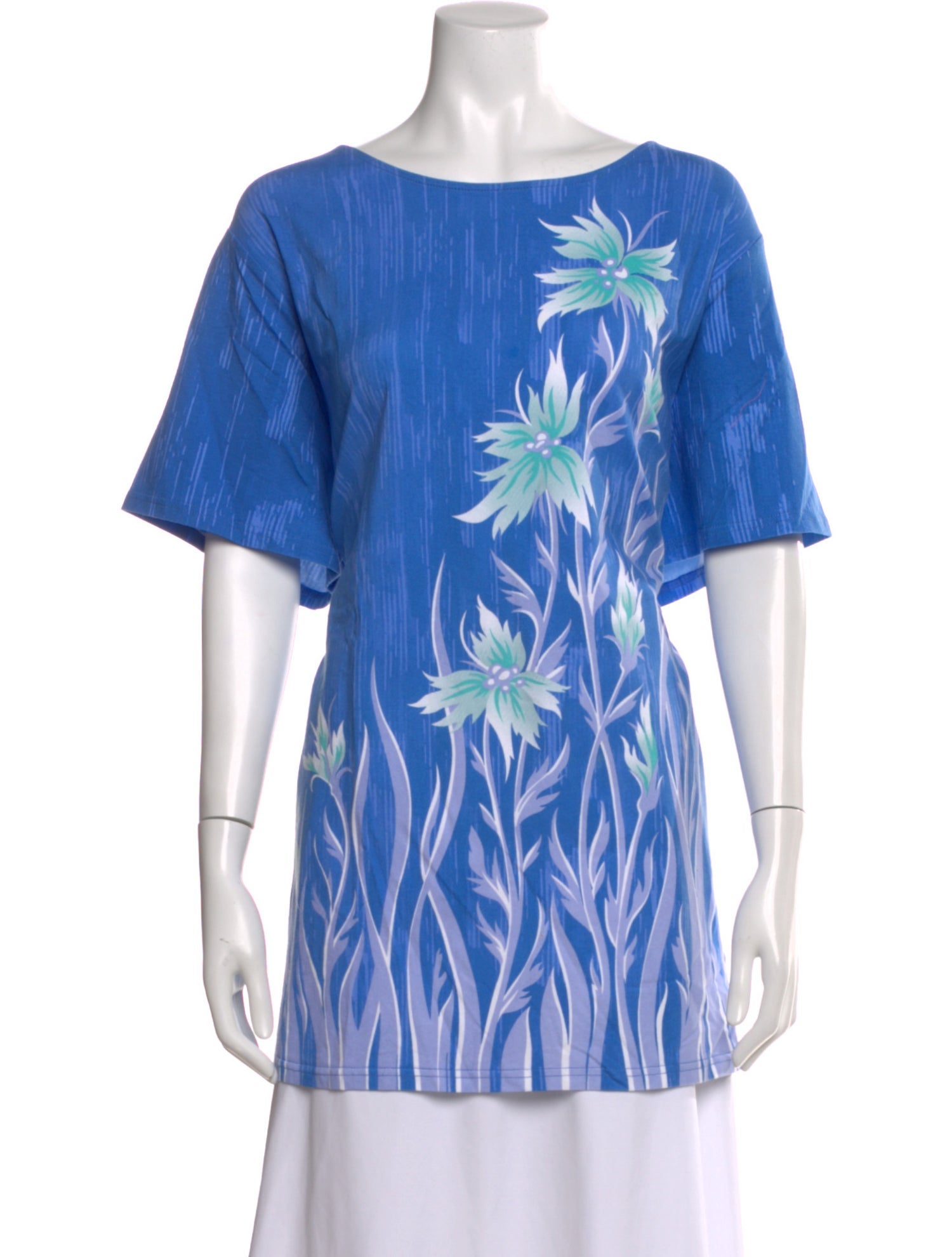 Bob Mackie Floral Print Crew Neck Top
