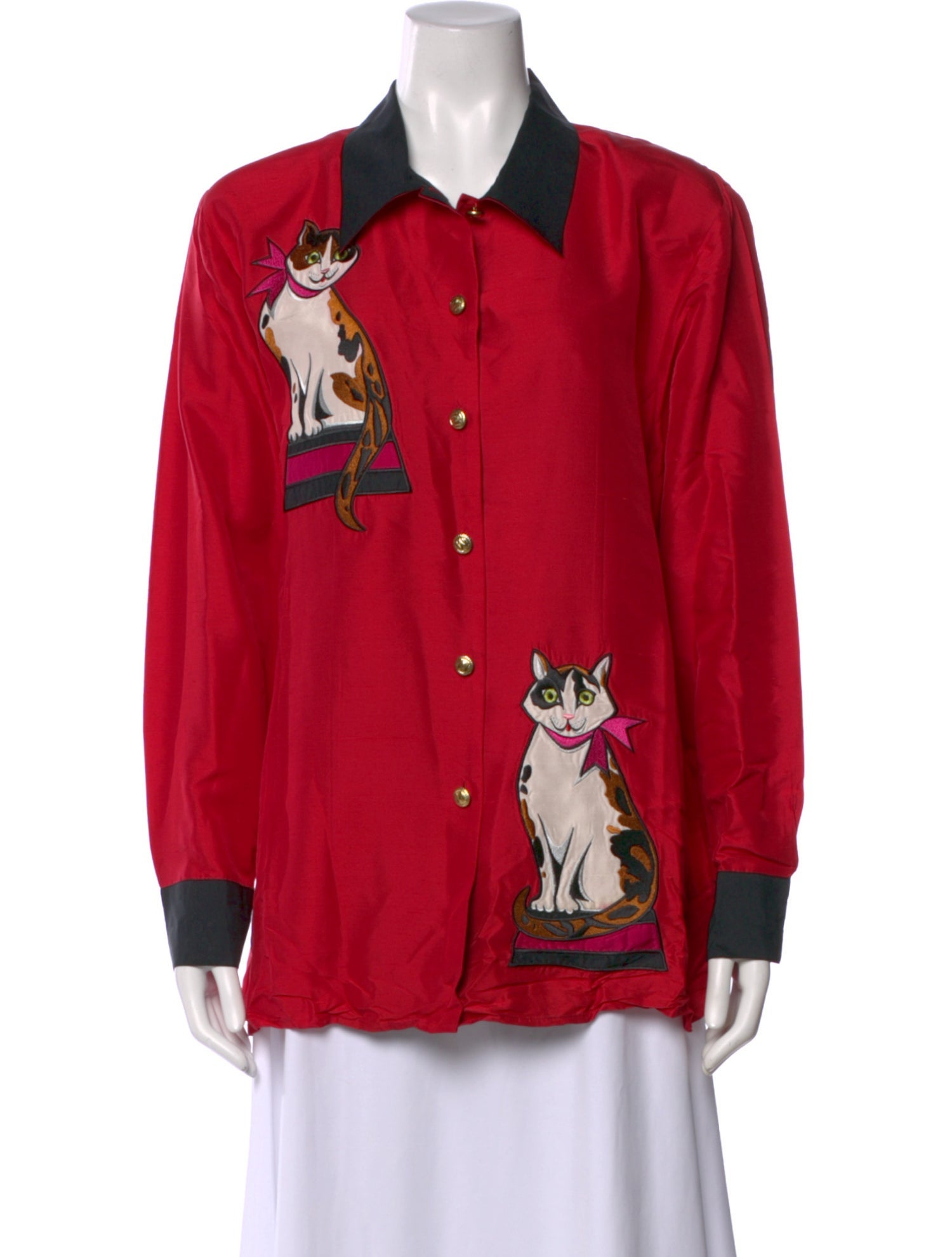 Bob Mackie Silk Graphic Print Blouse