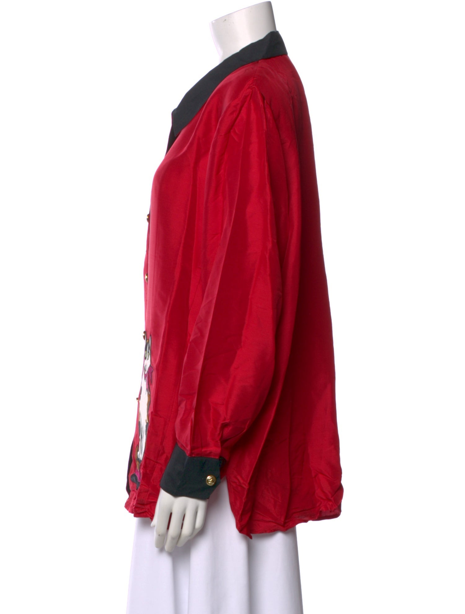 Bob Mackie Silk Graphic Print Blouse