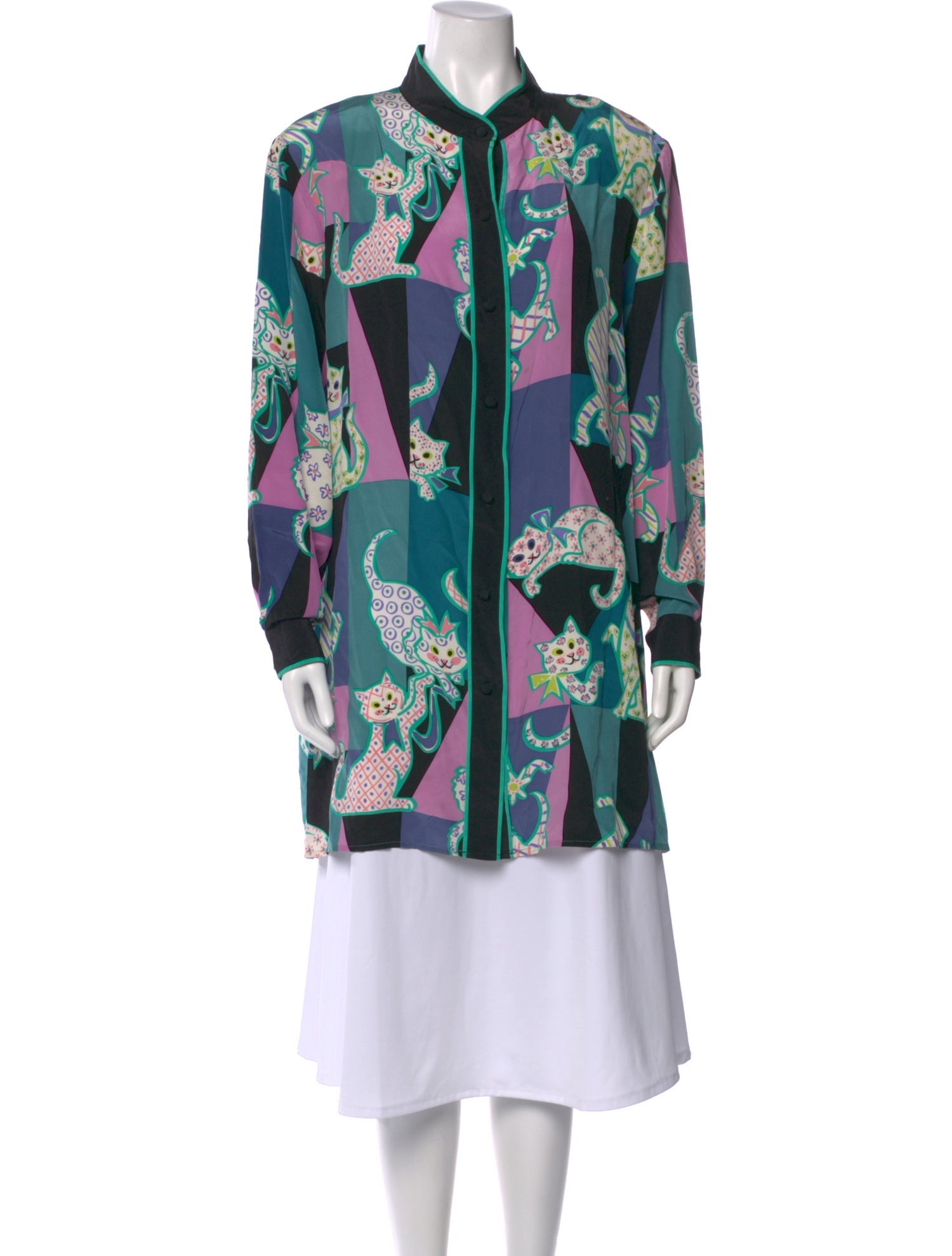 Bob Mackie Silk Graphic Print Tunic
