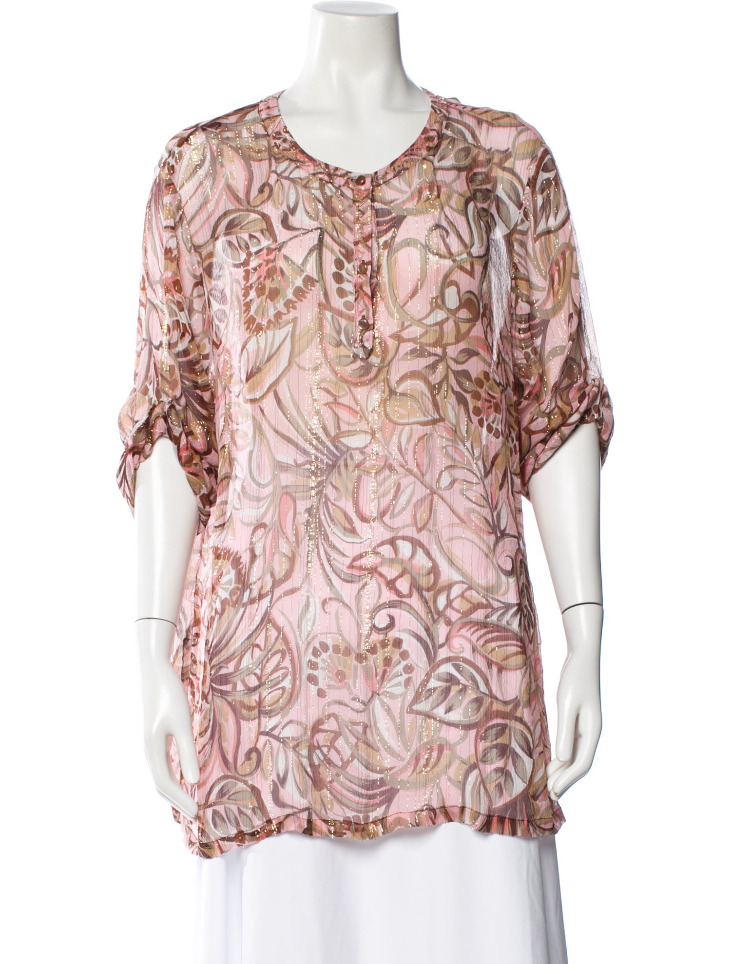 Bob Mackie Silk Printed Blouse