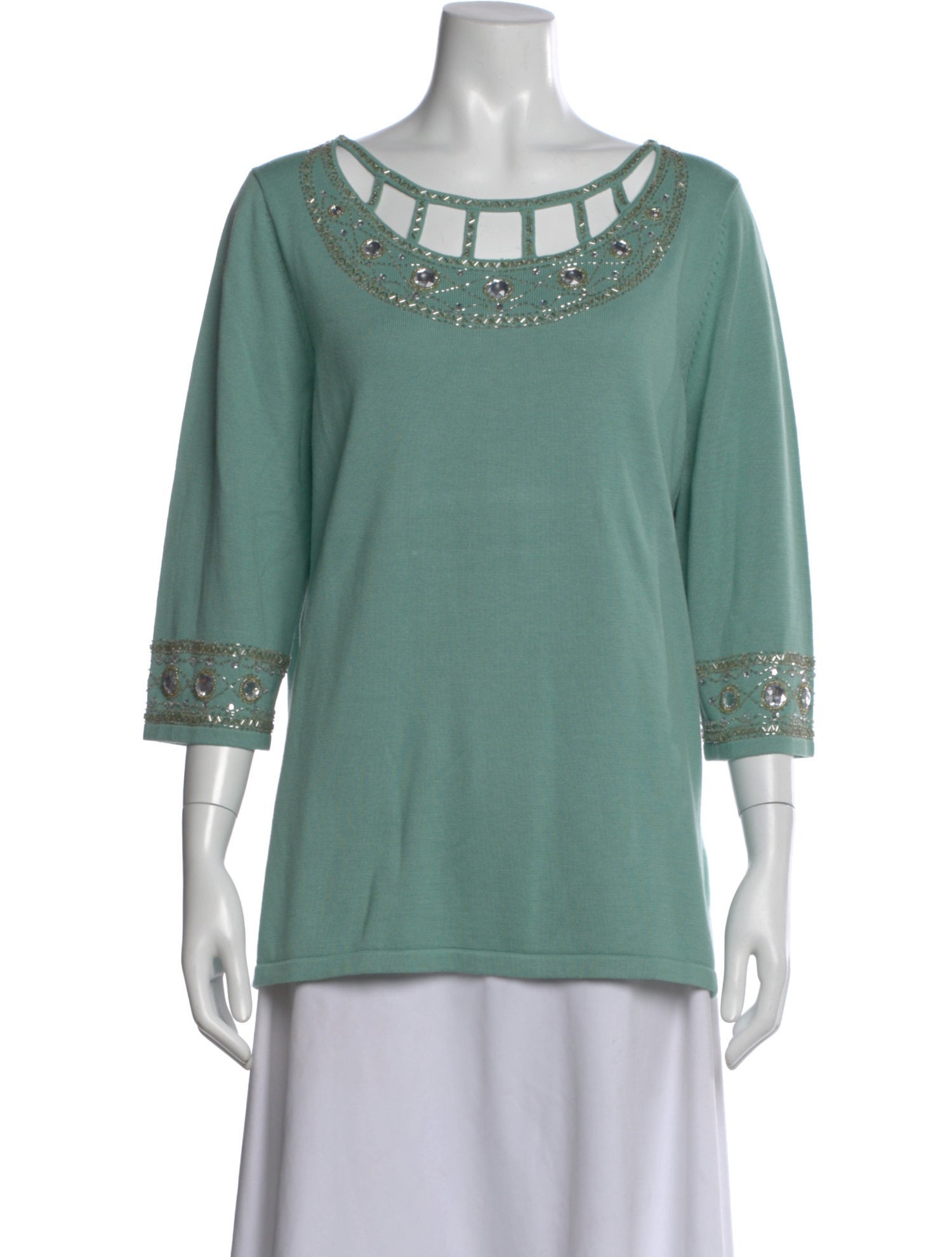 Bob Mackie Asymmetrical Three-Quarter Sleeve Top