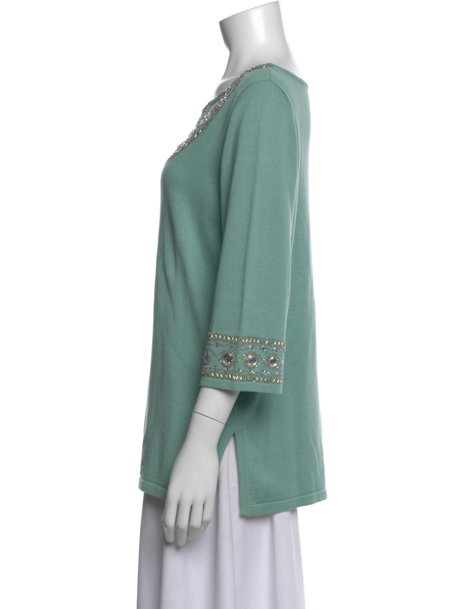 Bob Mackie Asymmetrical Three-Quarter Sleeve Top