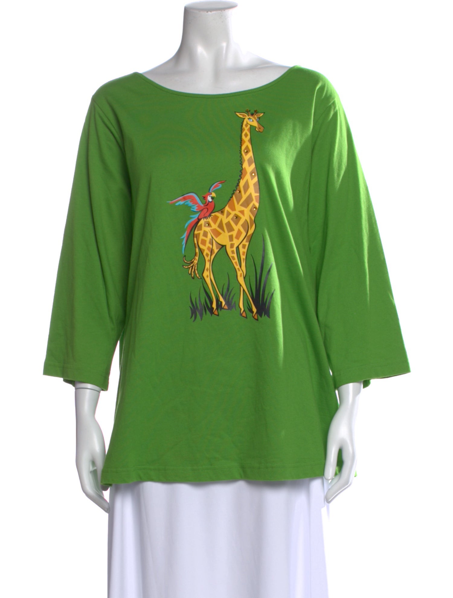 Bob Mackie Graphic Print Crew Neck Top
