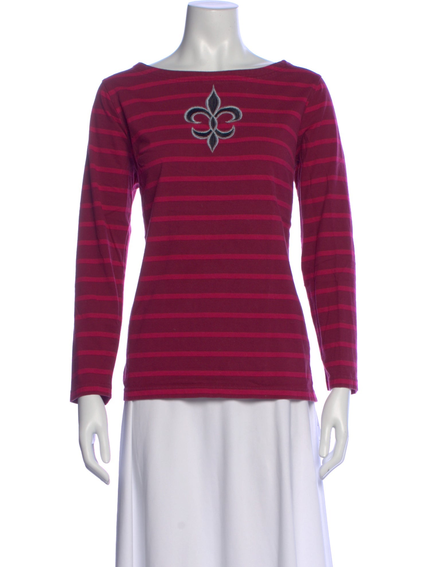 Bob Mackie Striped Bateau Neckline Top