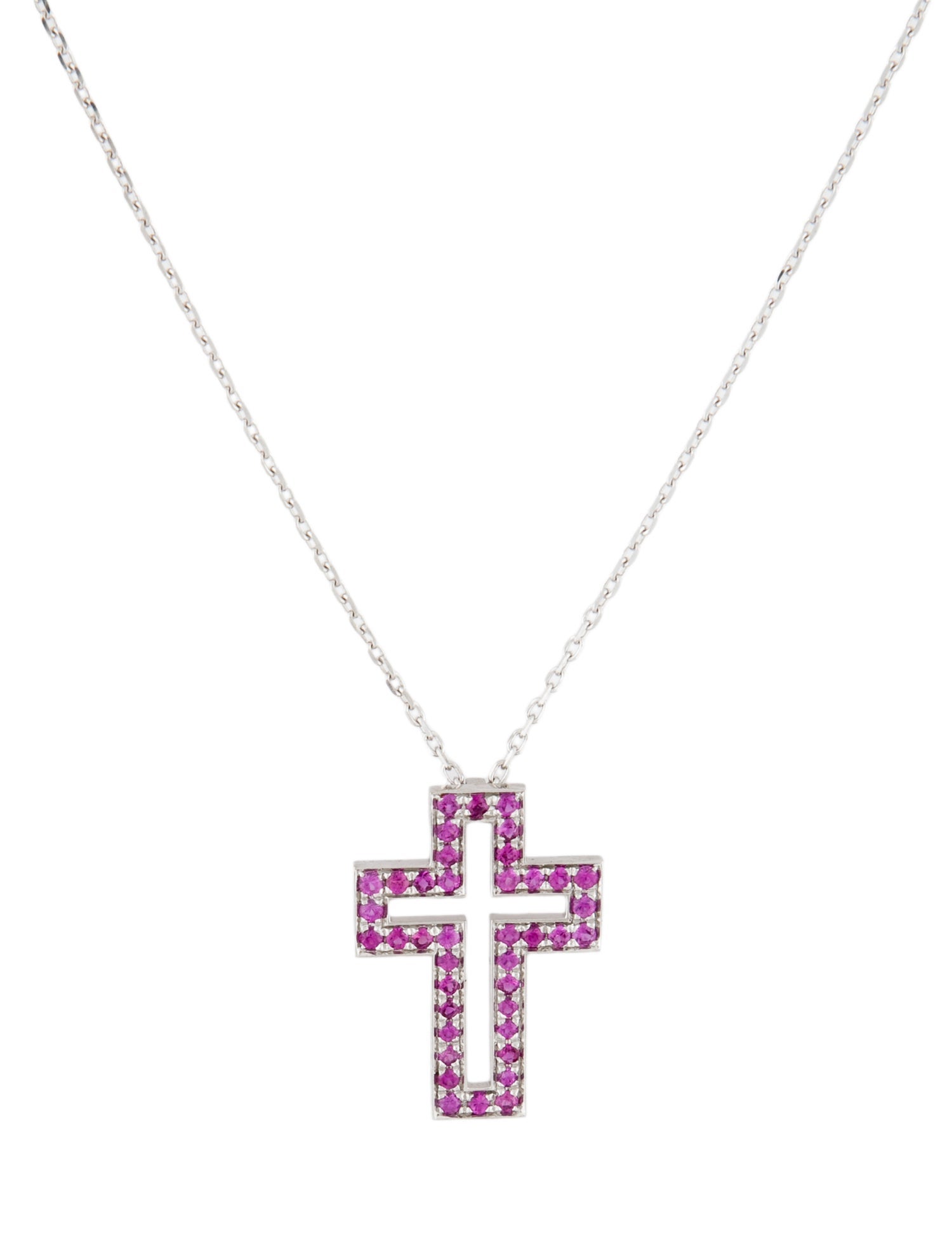 Boucheron 18K Sapphire Cross Pendant Necklace