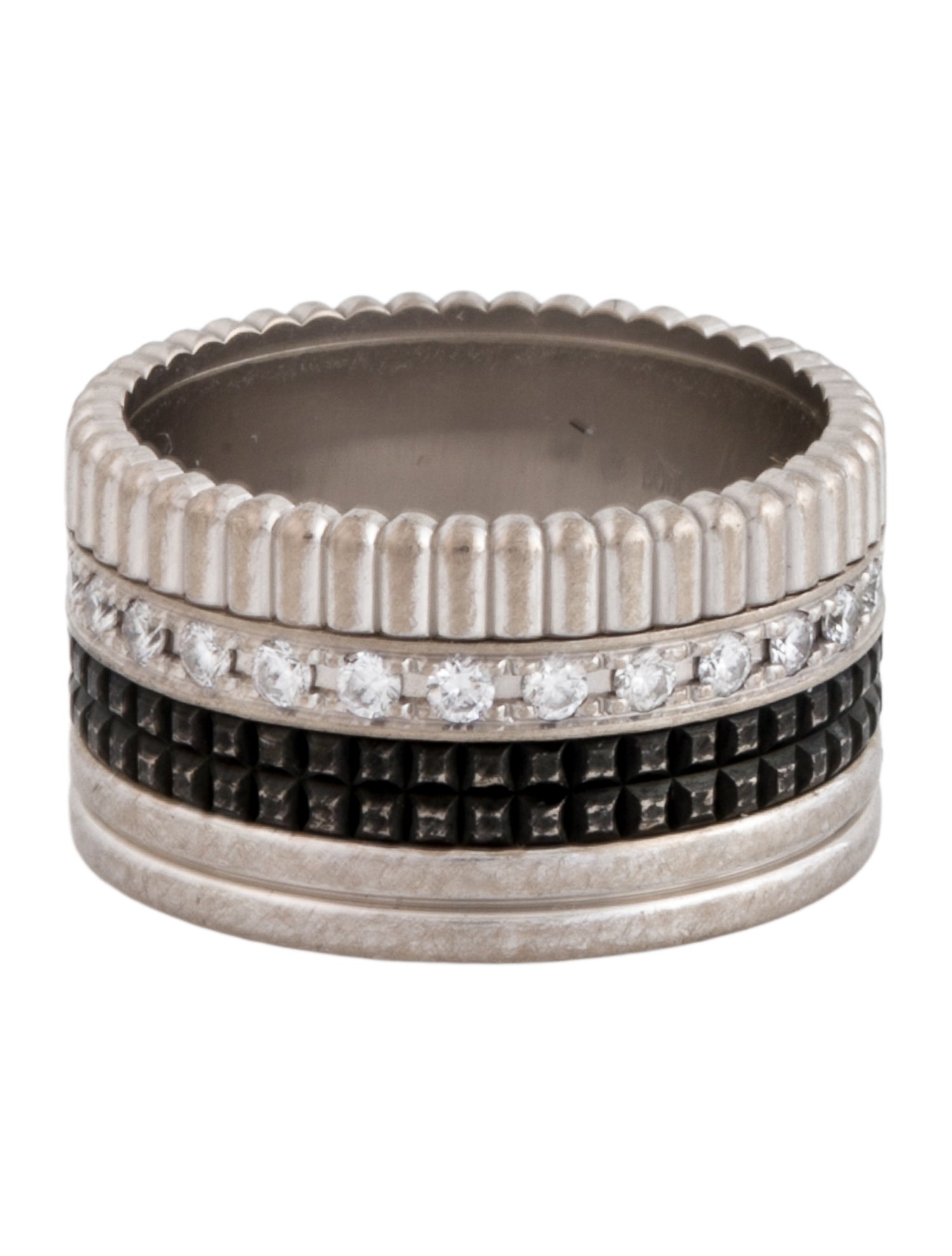 Boucheron 18K Diamond Quatre Black Edition Large Ring