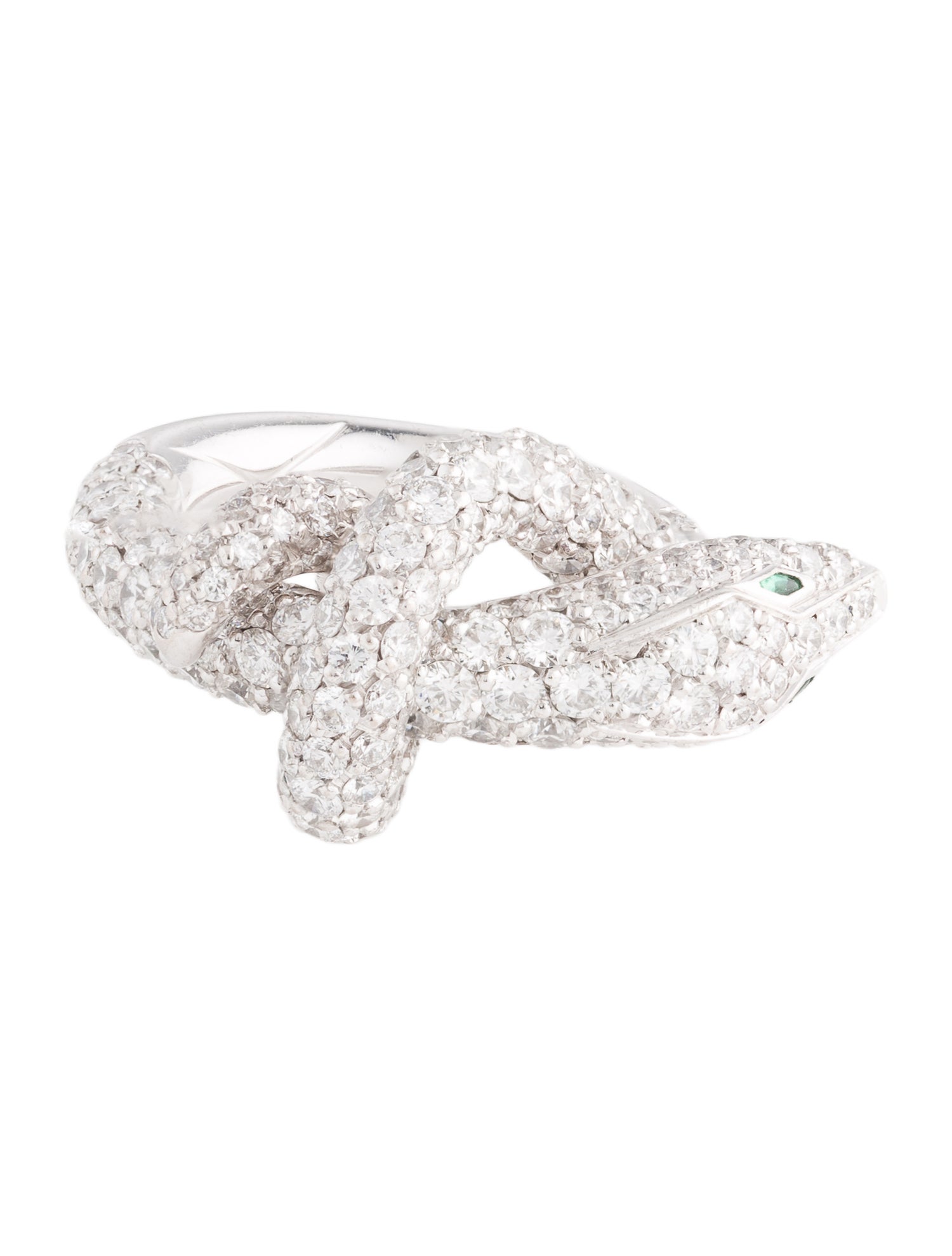 Boucheron 18K Diamond & Emerald Kaa The Snake Ring