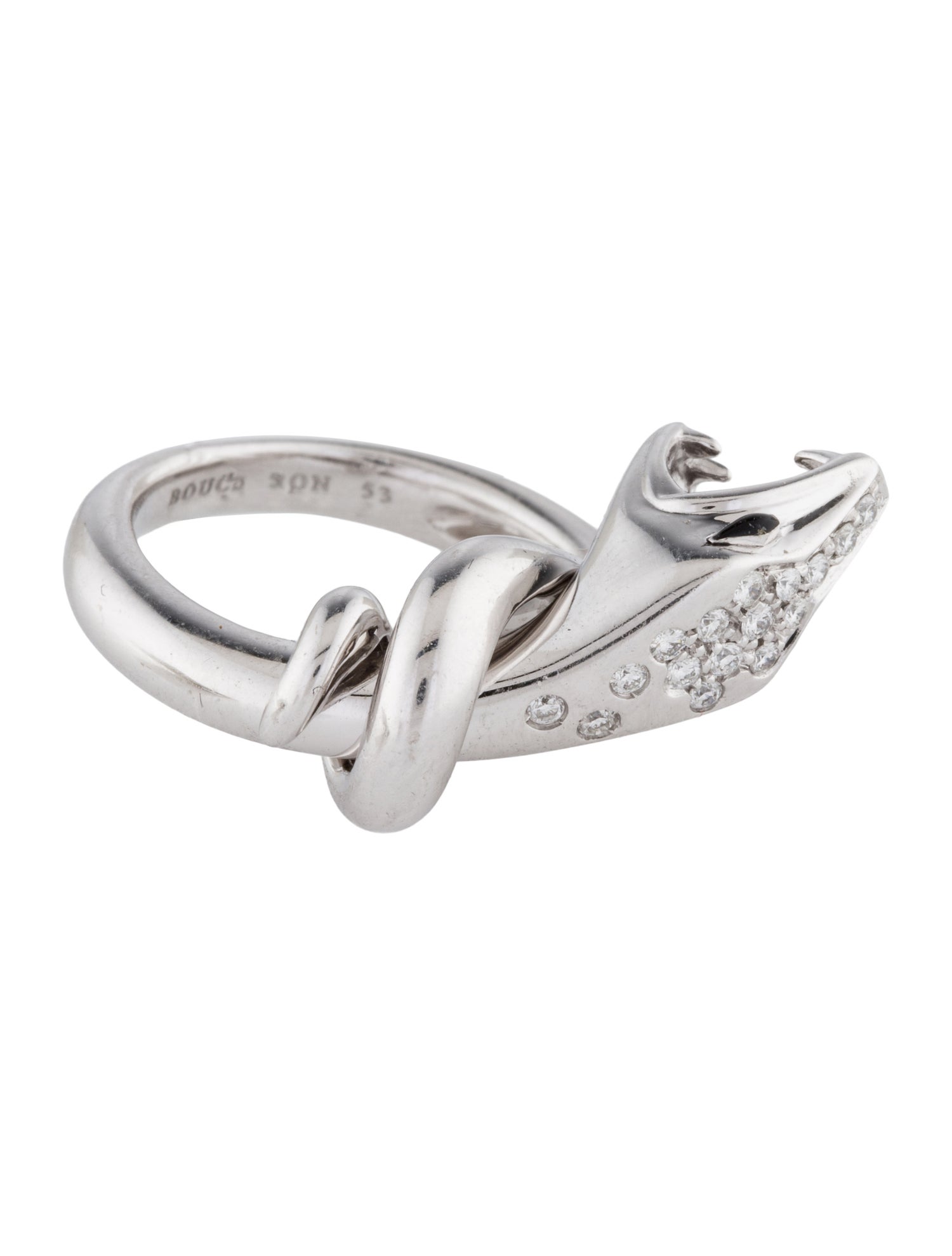Boucheron 18K Diamond & Enamel Snake Cocktail Ring