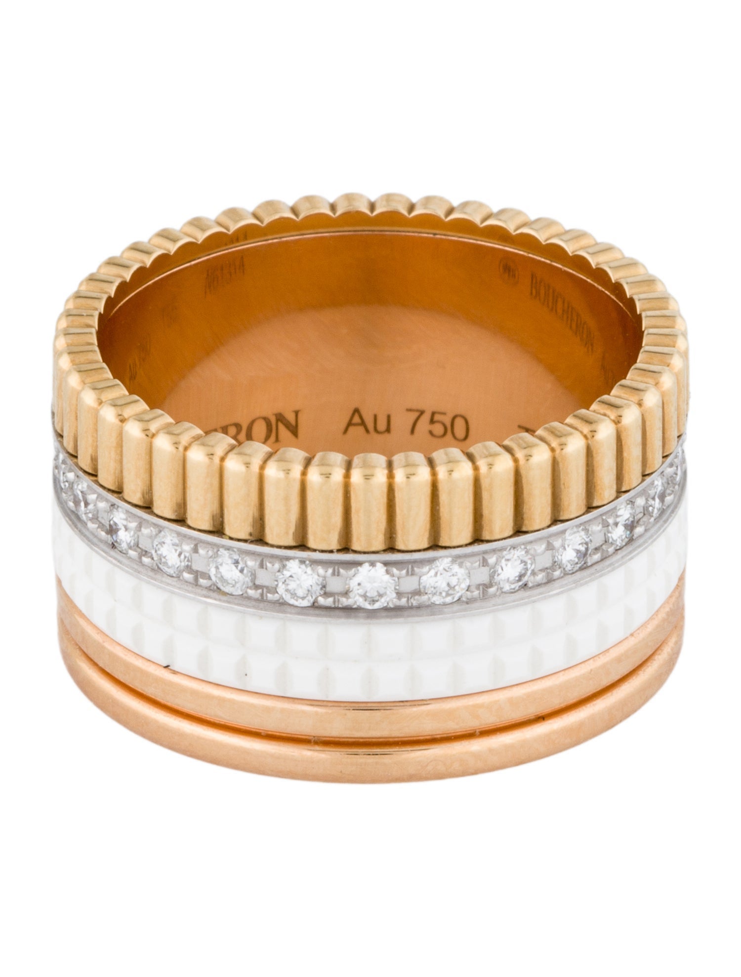 Boucheron 18K Ceramic & Diamond Band