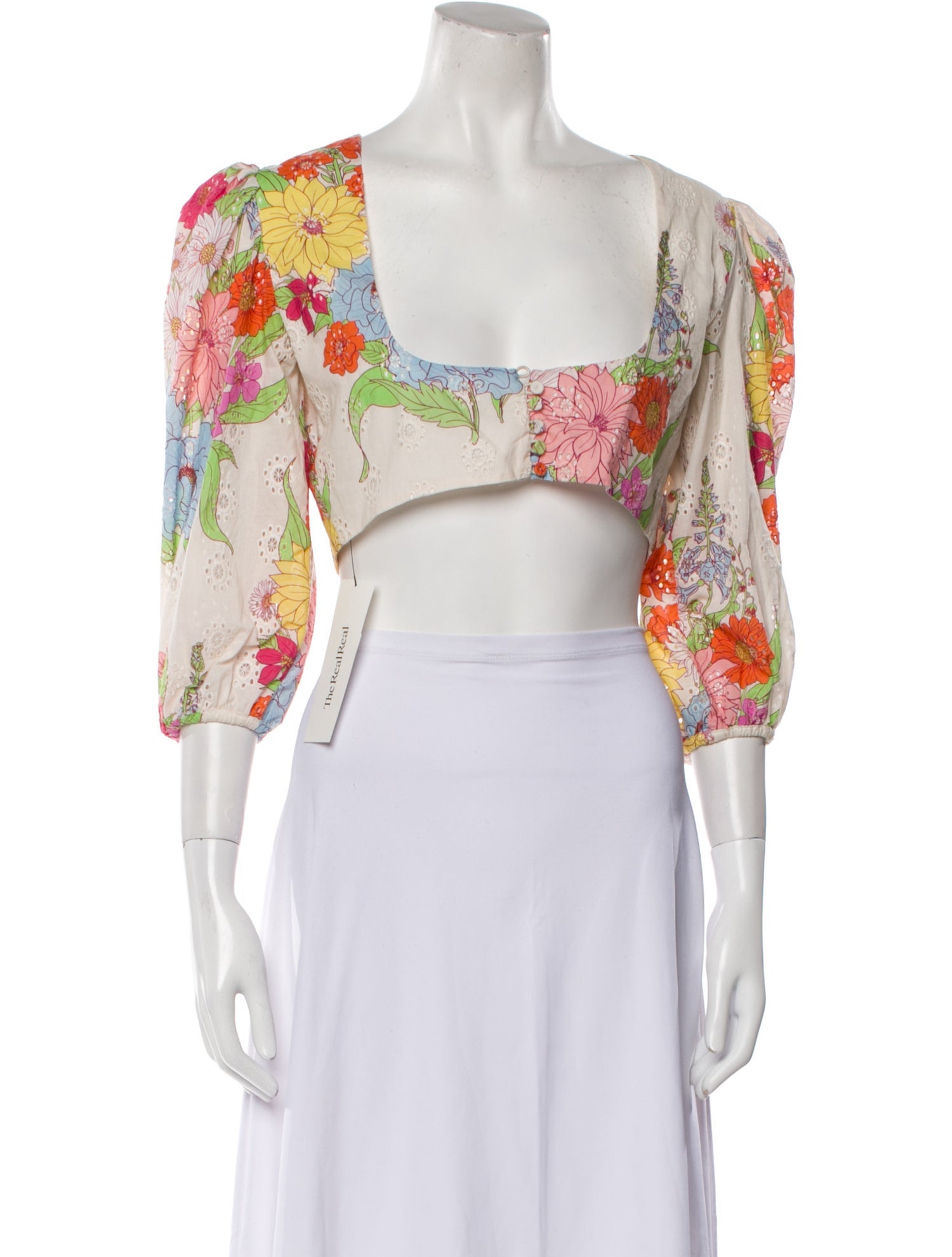 Borgo De Nor Floral Print Square Neckline Crop Top