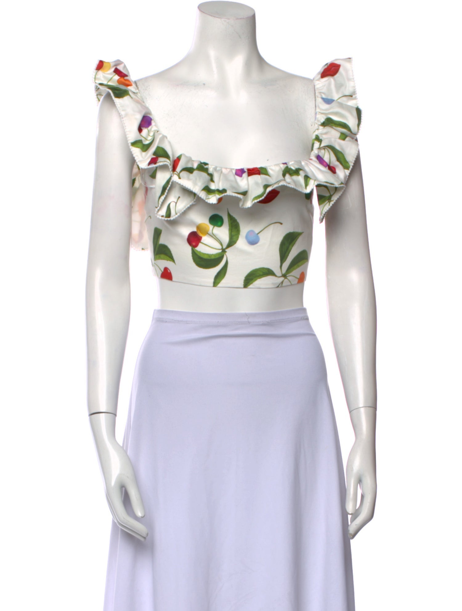 Borgo De Nor Floral Print Square Neckline Crop Top