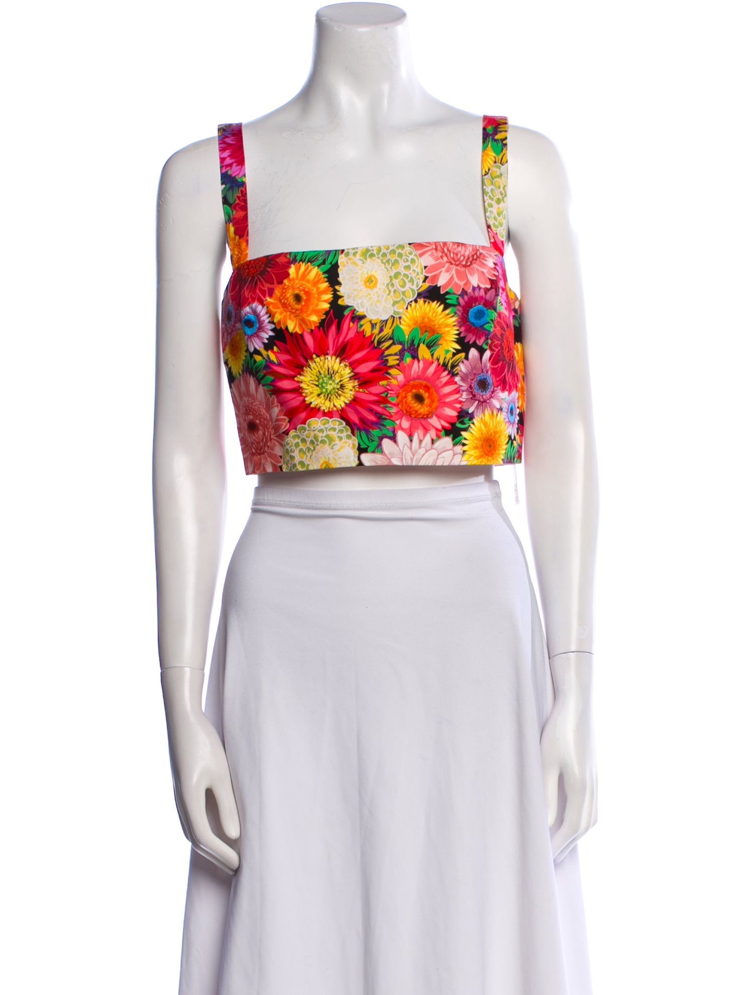 Borgo De Nor Floral Print Square Neckline Crop Top