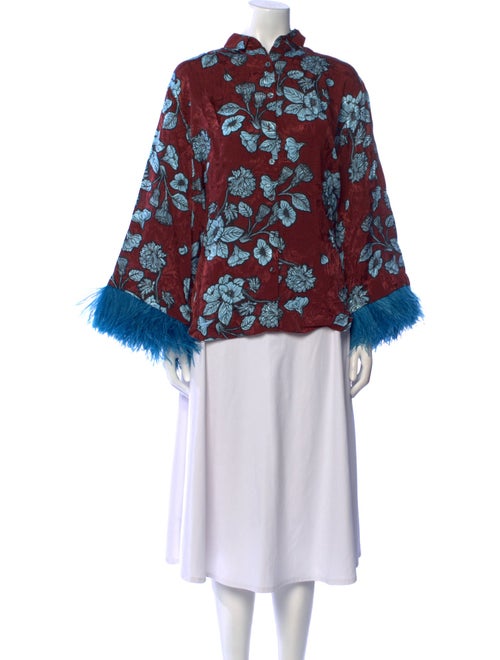 Borgo De Nor Floral Print Mock Neck Blouse