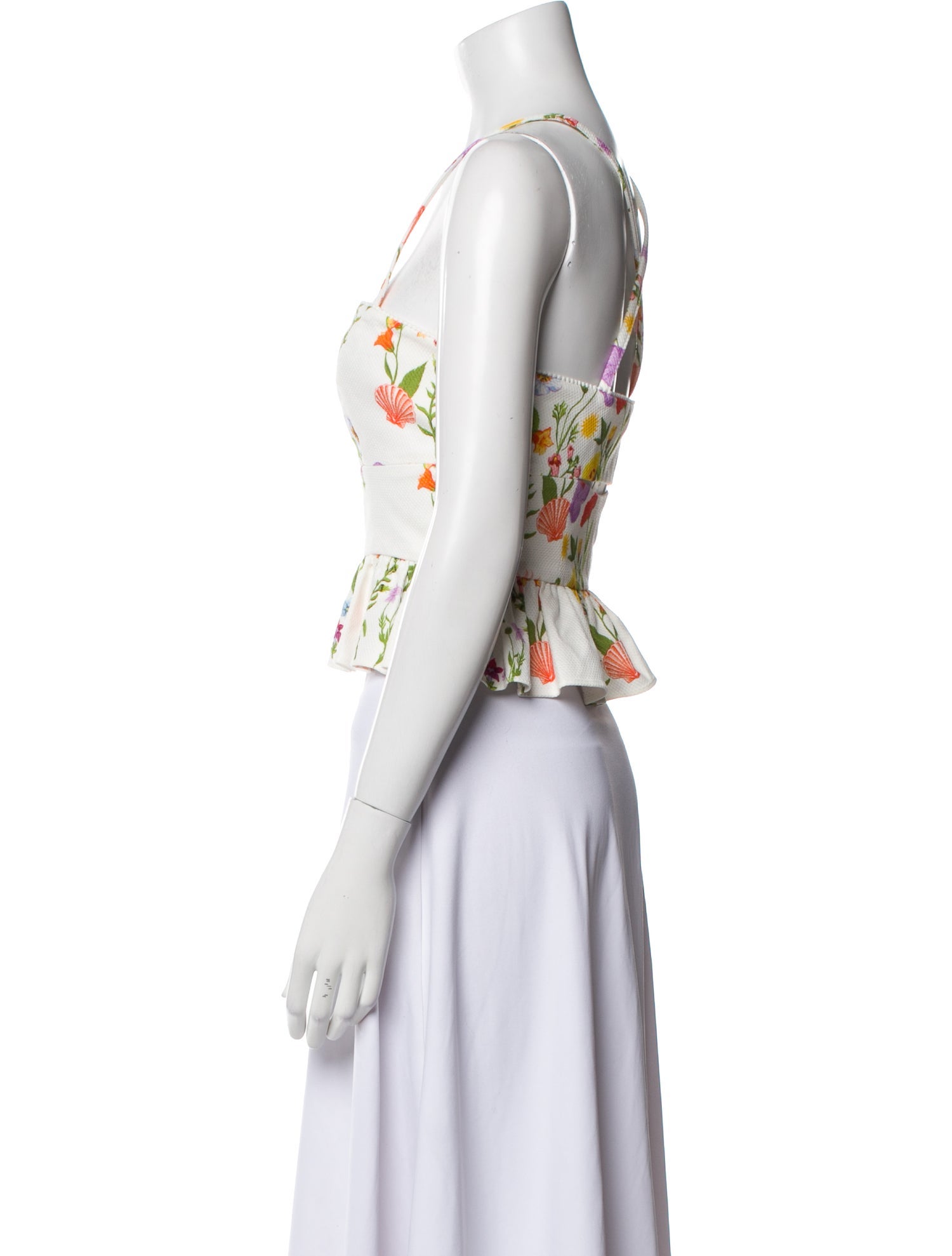 Borgo De Nor Floral Print Square Neckline Crop Top