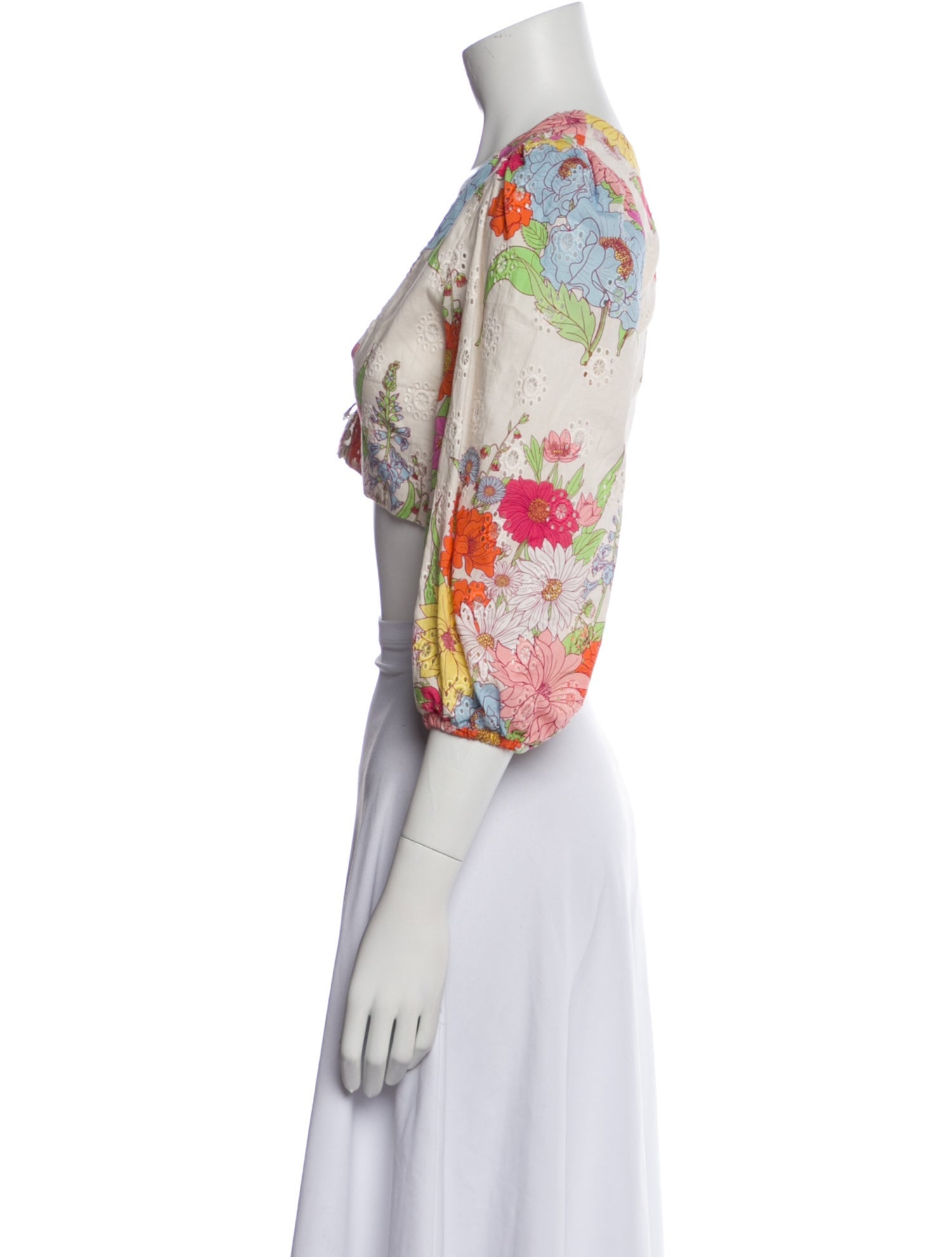 Borgo De Nor Floral Print Square Neckline Crop Top