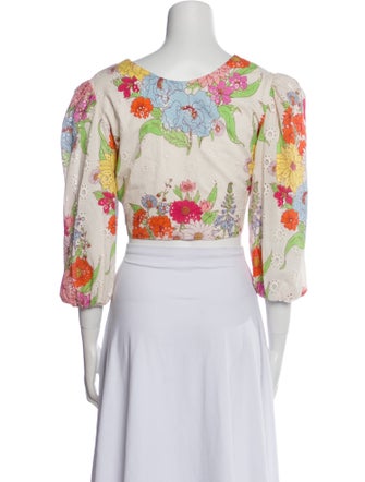 Borgo De Nor Floral Print Square Neckline Crop Top