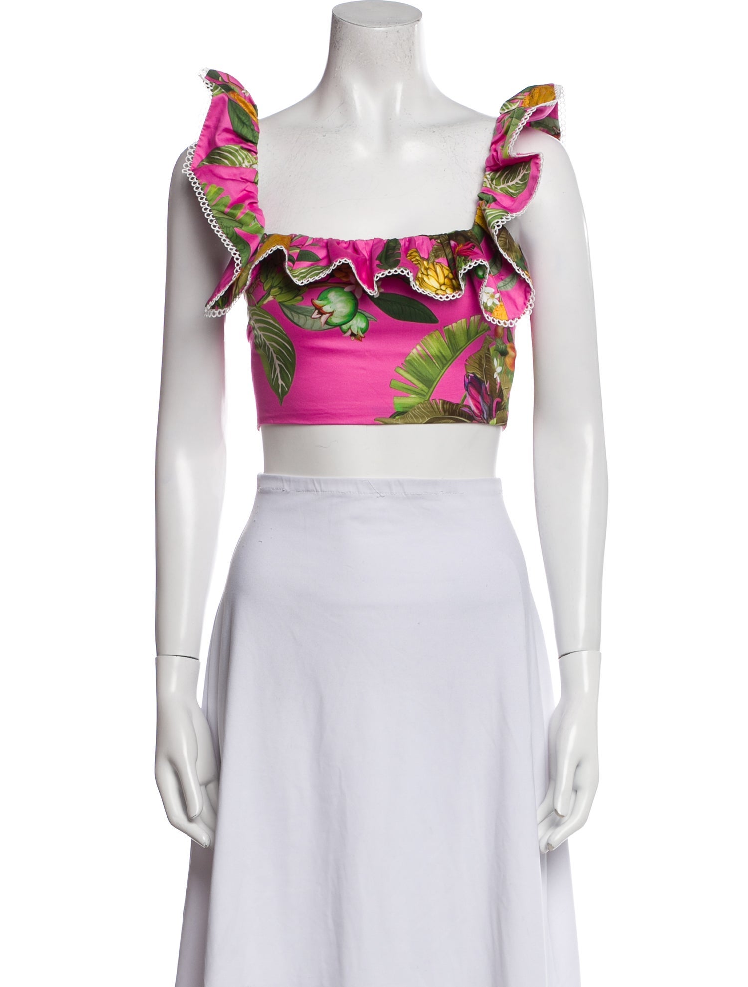 Borgo De Nor Printed Square Neckline Crop Top